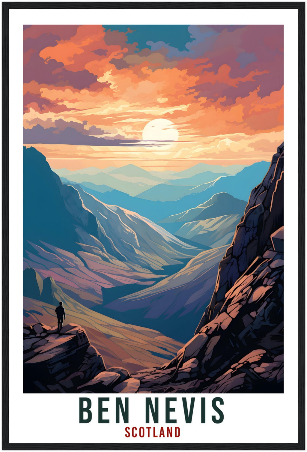 Ben Nevis Travel Print Scotland Wall Art Home Decor Wall Hanging Travel Art Gift Ben Nevis Travel Poster Scotland Landscape Art Lover Gift