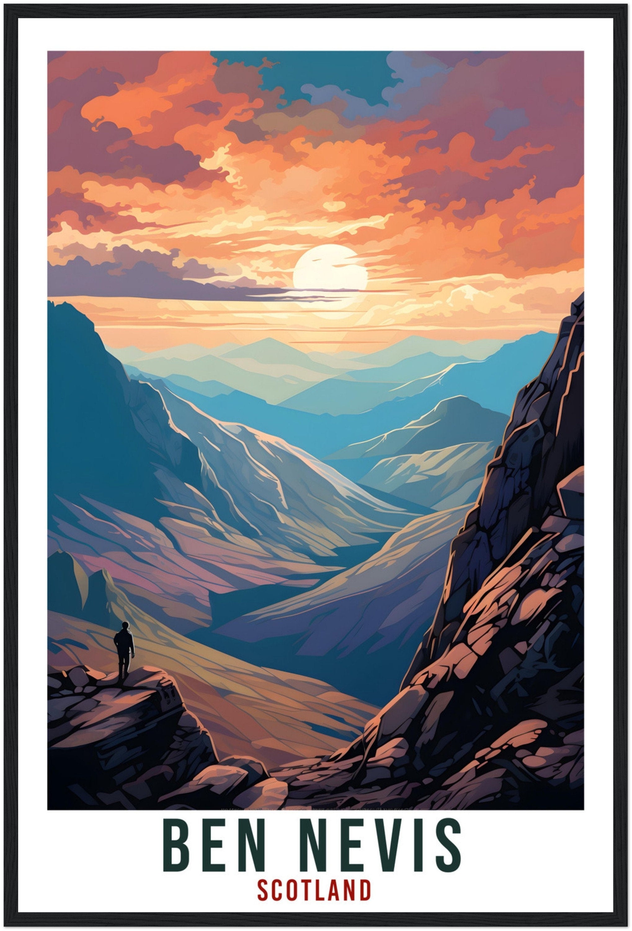 Ben Nevis Travel Print Scotland Wall Art Home Decor Wall Hanging Travel Art Gift Ben Nevis Travel Poster Scotland Landscape Art Lover Gift