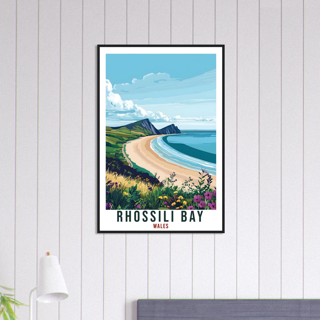 Rhossili Bay Travel Print Wales Home Decor Rhossili Bay Wall Art Wall Hanging Art Lover Wales Artwork Travel Poster Rhossili Bay Travel Art