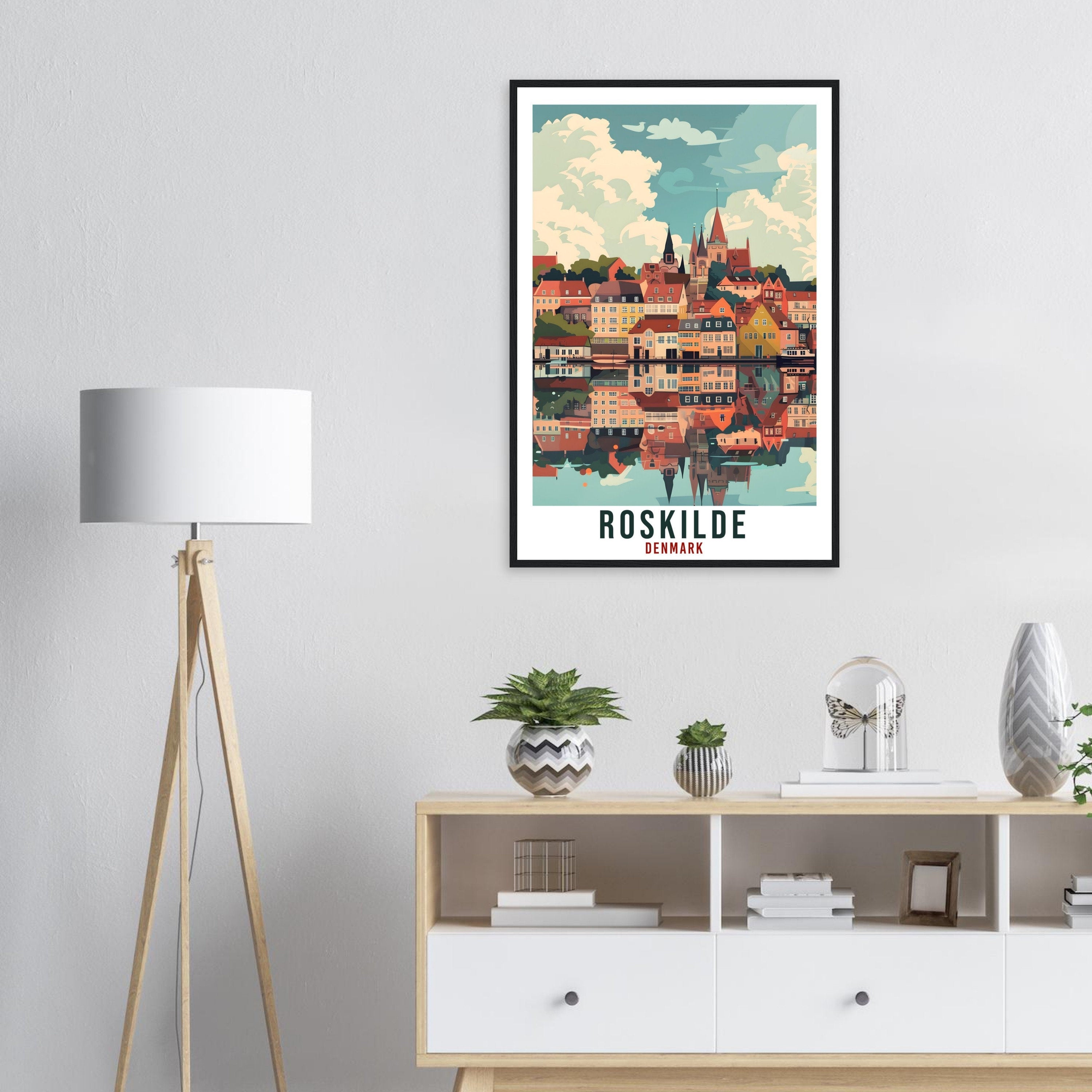 Roskilde Travel Print Denmark Wall Art Wall Hanging Home Living Décor Roskilde Gift Art Lover Gift Denmark Artwork Gift Danish Travel Poster