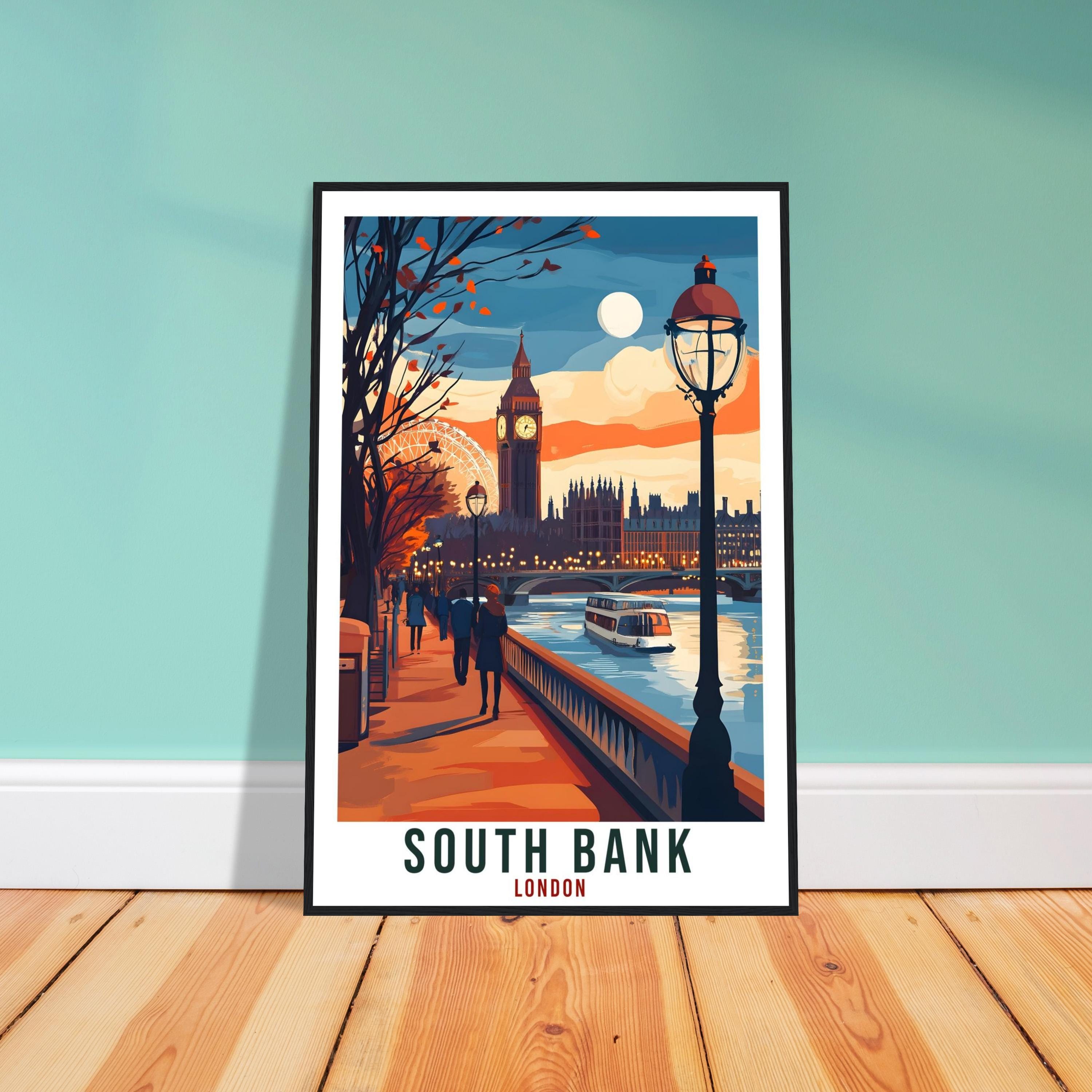 South Bank London Travel Print England Home Decor Wall Art Gift Wall Hanging Art Lover South Bank London Artwork Travel Poster Travel Art