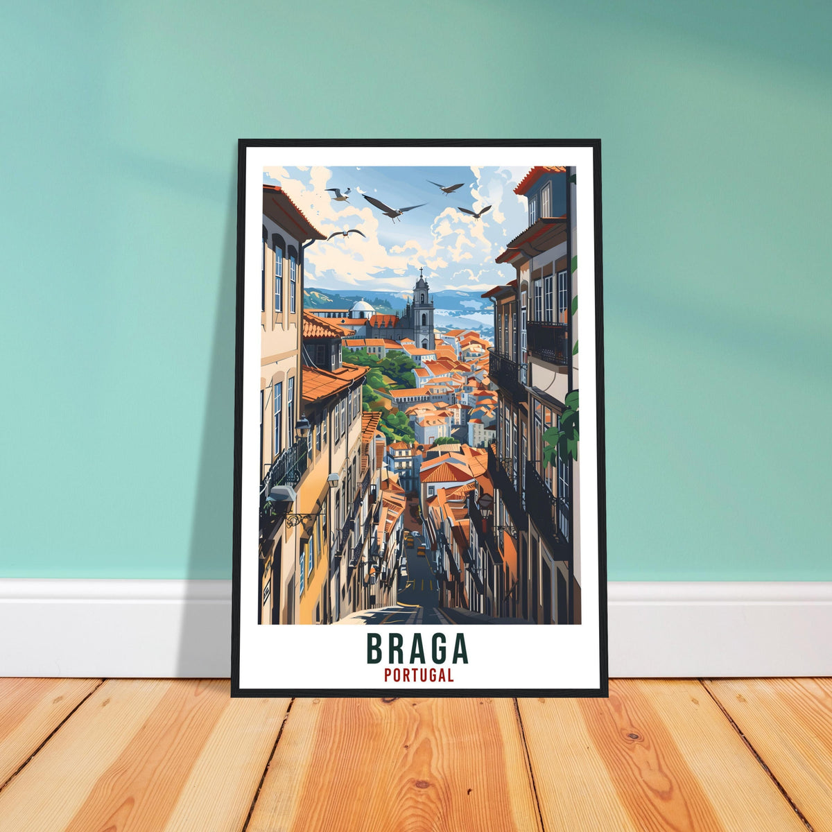 Braga Travel Print Portugal Wall Art Wall Hanging Home Décor Braga Gift Portugal Landmark Artwork Gift Portugal Braga Holiday Travel Poster