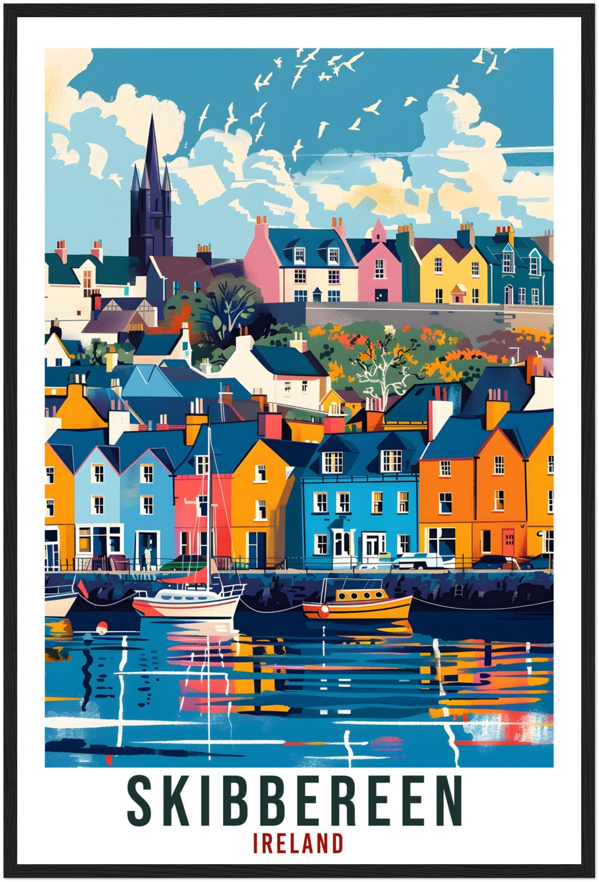 Skibbereen Travel Poster Ireland Wall Art Wall Hanging Home Living Décor Skibbereen Gift Art Lovers Irish Artwork Gift Ireland Travel Print