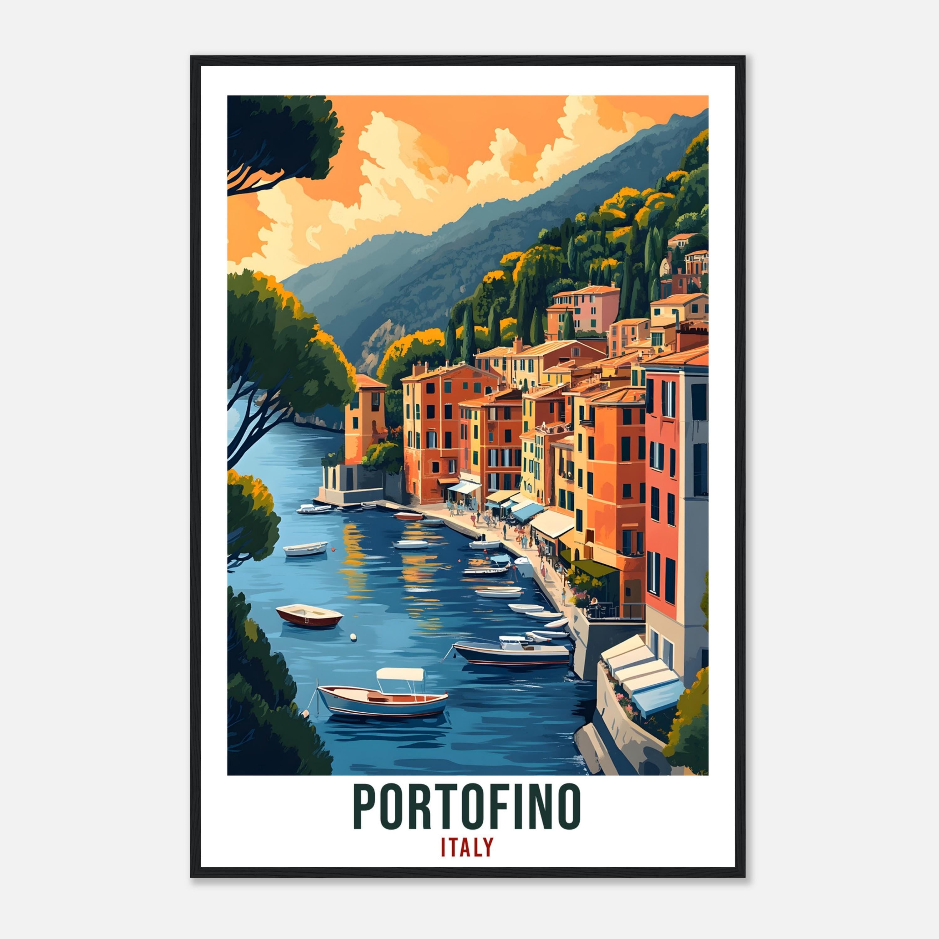 Portofino Travel Print Italy Home Decor Portofino Wall Art Gift Wall Hanging Art Lover Portofino Italian Artwork Travel Poster Travel Gift