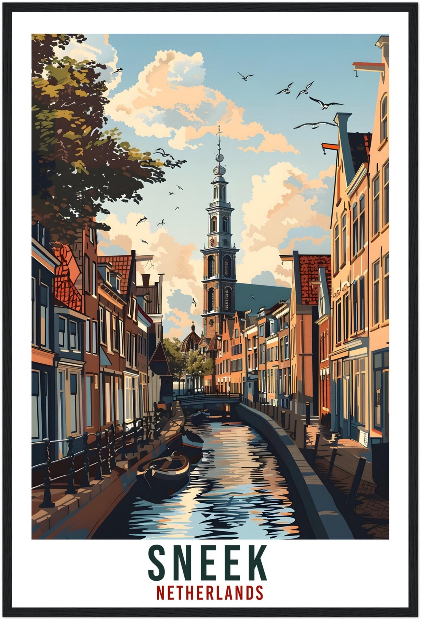 Sneek Travel Print Holland Wall Art Wall Hanging Home Décor Sneek Gift Art Lovers Gift Dutch Artwork Gift The Netherlands Travel Poster