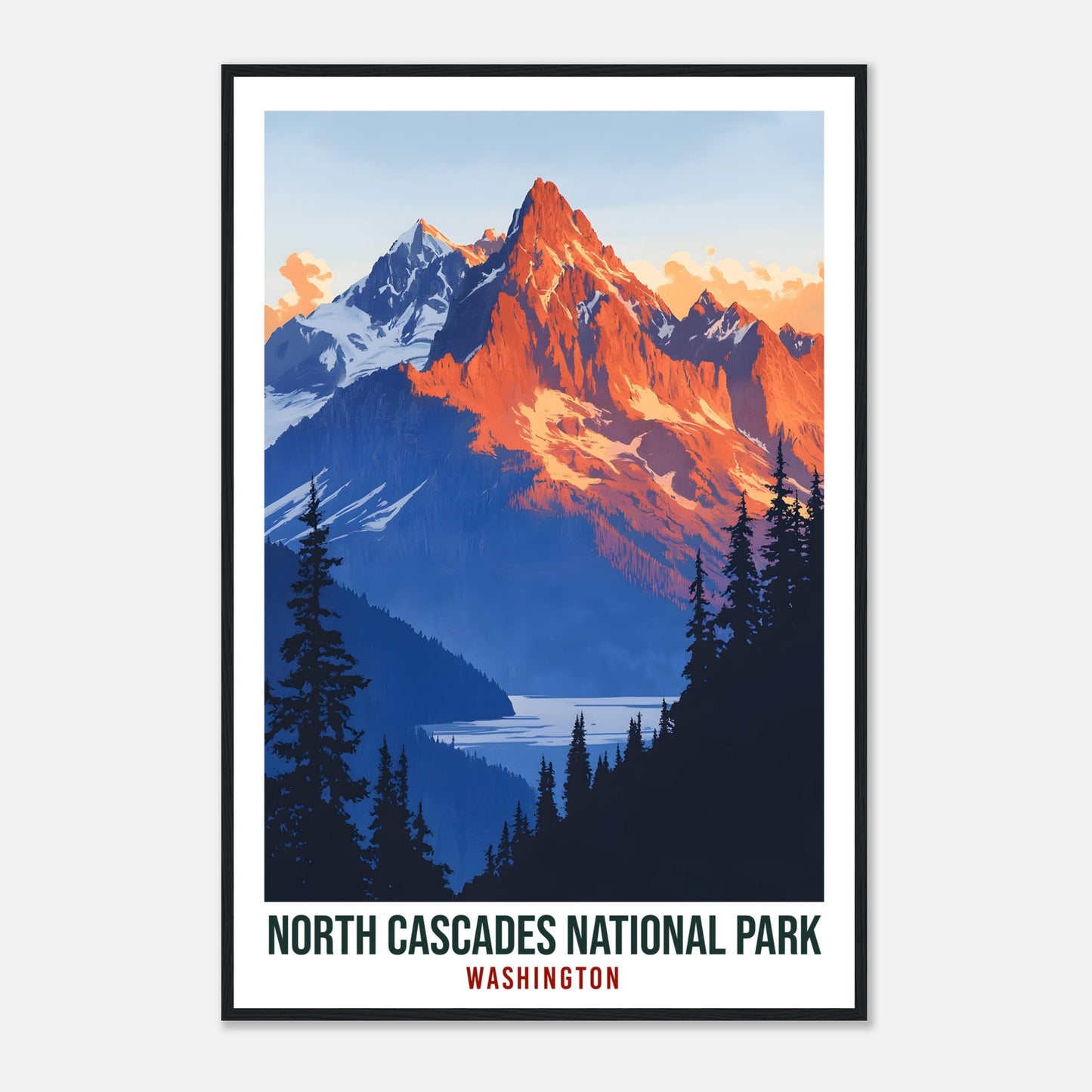 North Cascades National Park Washington USA Travel Print Wall Art Wall Hanging Décor North Cascades Gift Travel Art US Artwork Travel Poster