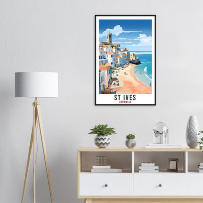 St Ives Travel Print Cornwall Wall Art Home Decor Wall Hanging Travel Art Gift St Ives Travel Poster England Coastal Artwork Art Lover Gift