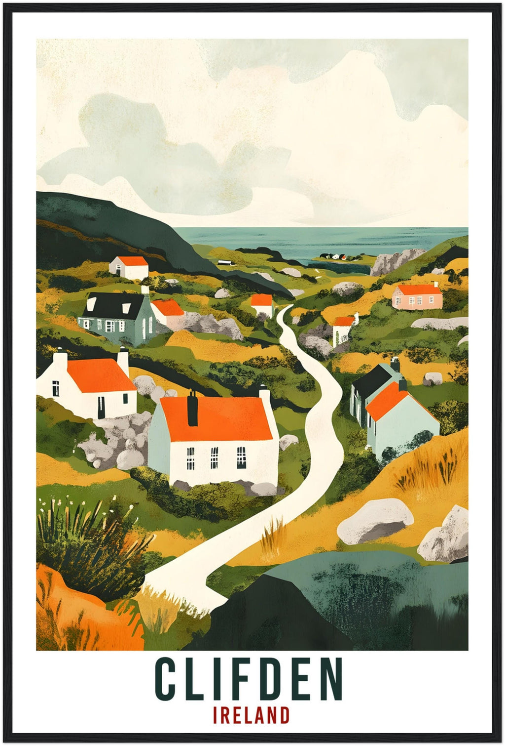 Clifden Travel Print Ireland Home Decor Clifden Wall Art Wall Hanging Art Lover Irish Artwork Travel Poster Clifden Galway Travel Art Gift