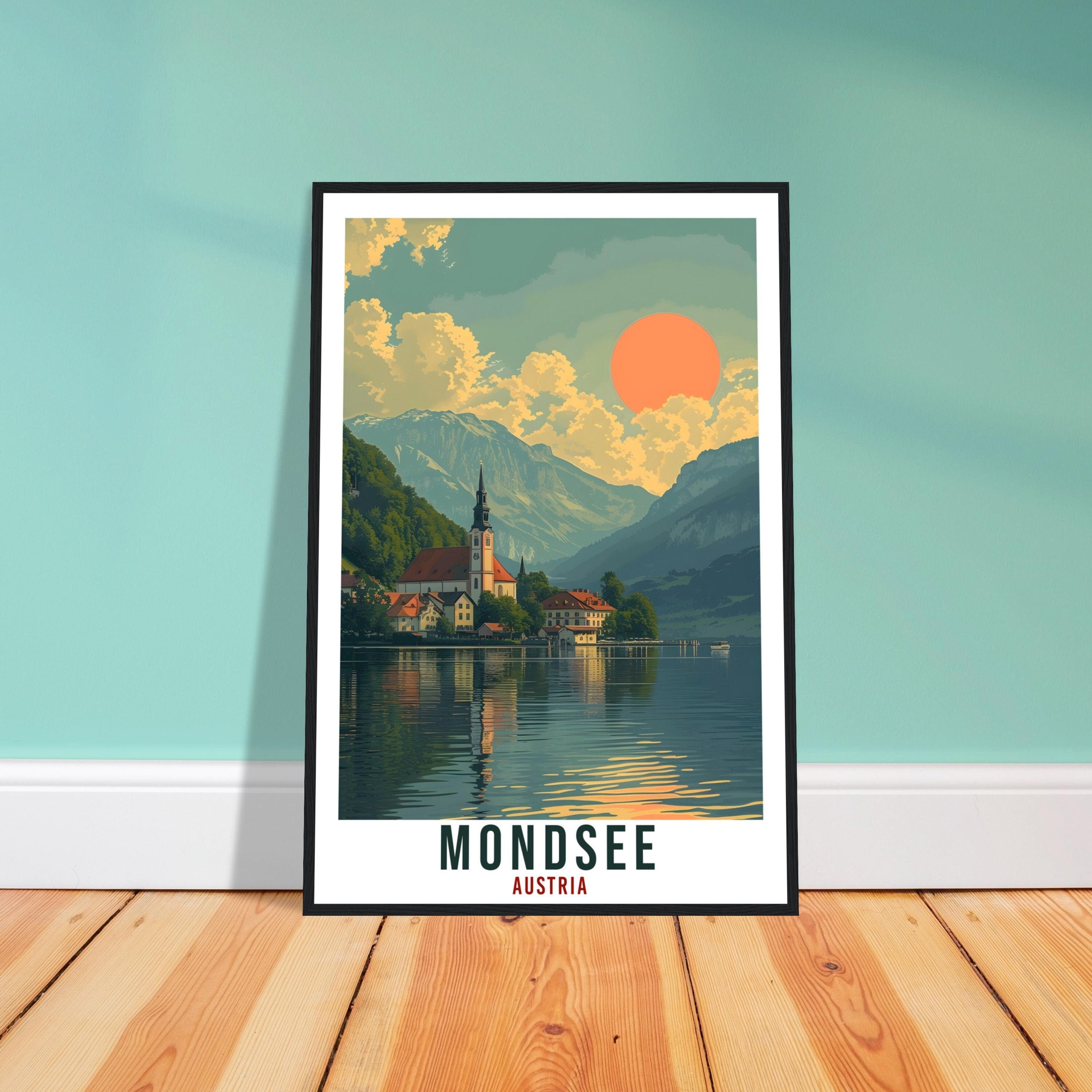 Mondsee Travel Print Austria Home Decor Mondsee Austrian City Wall Art Gift Wall Hanging Art Lover Austria Artwork Mondsee Travel Poster