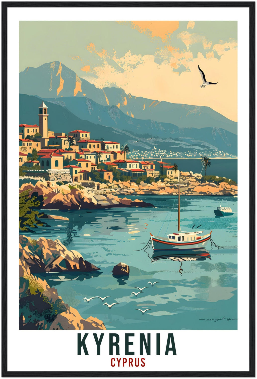 Kyrenia Cyprus Travel Print Cyprus Wall Art Wall Hanging Home Décor Kyrenia Gift Cyprus Landmark Artwork Gift Cyprus Holiday Travel Poster