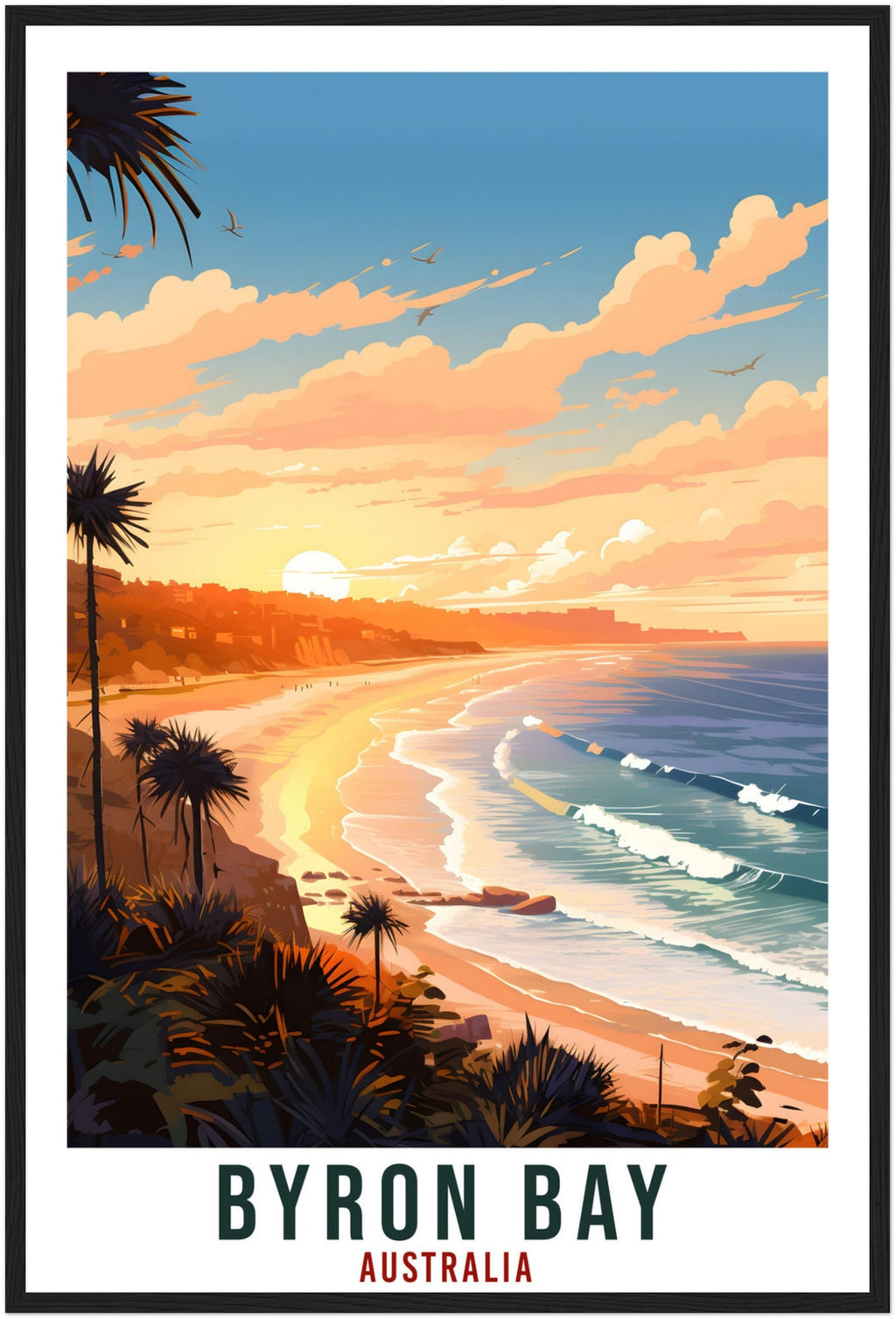 Byron Bay Beach Travel Poster Wall Art Byron Bay Australia Artwork Byron Bay Art Gifts Byron Bay Travel Print Australian Art Lovers Gift