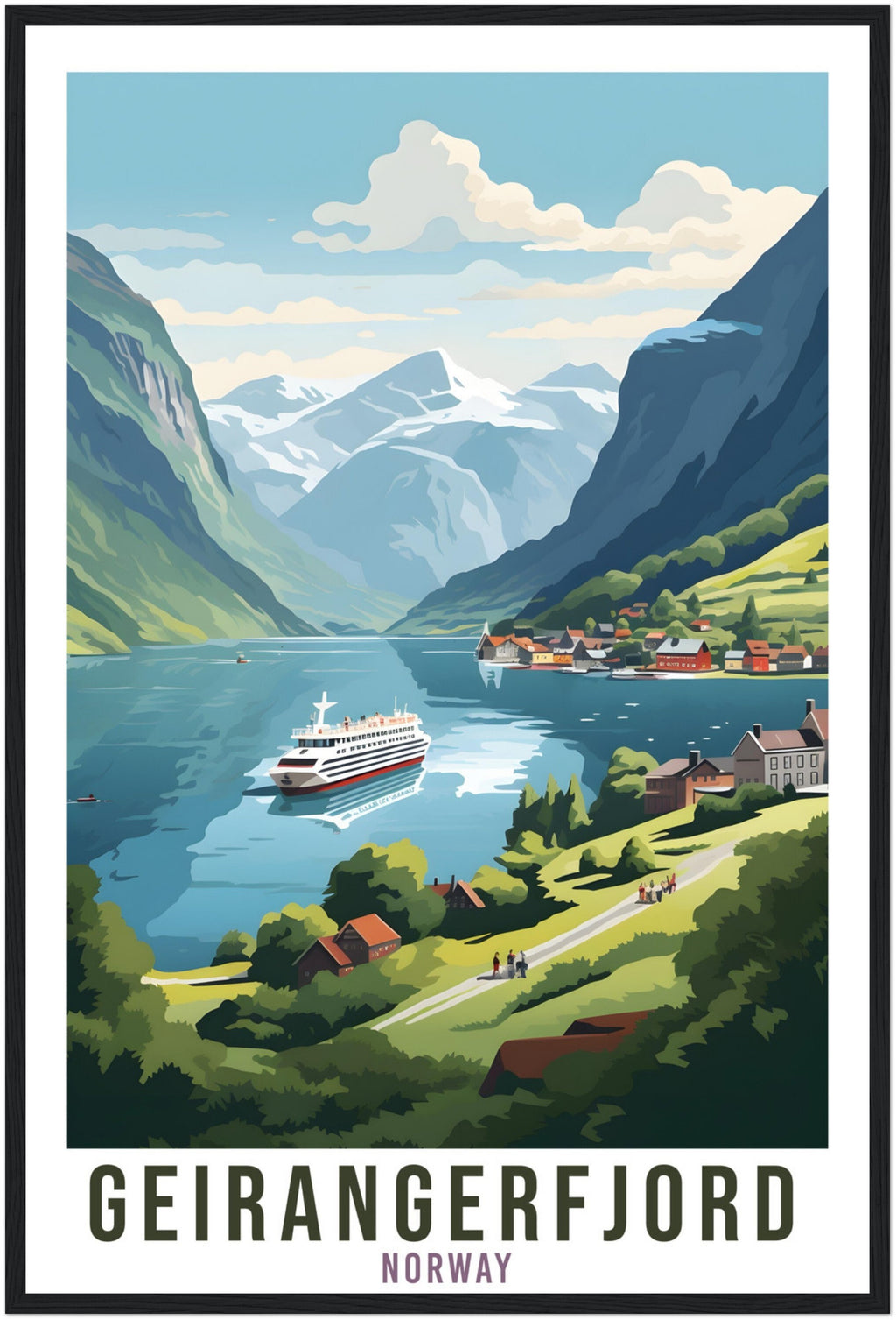 Geirangerfjord Norway Travel Print  Wall Hanging Norway Fjords Geirangerfjord Travel Poster Norway Wall Art Geirangerfjord Travel Poster