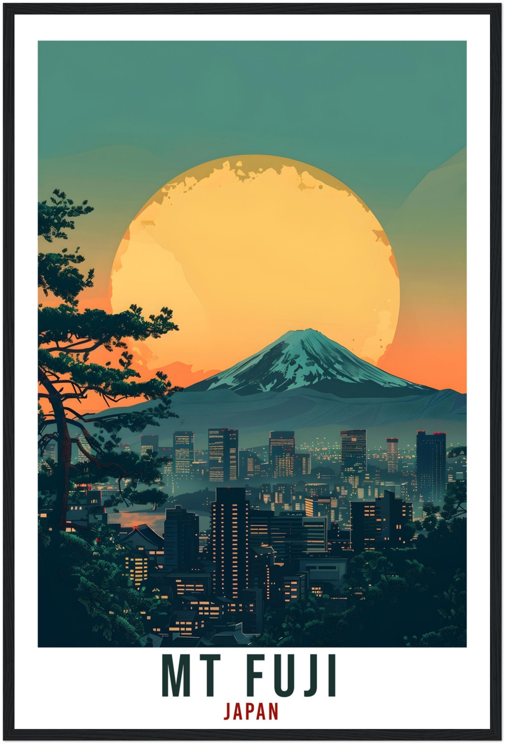 Mt Fuji Travel Print Japan Home Decoration Wall Art Gift Wall Hanging Art Lover Japanese Artwork Japan Mount Fuji Travel Poster Sunset Print