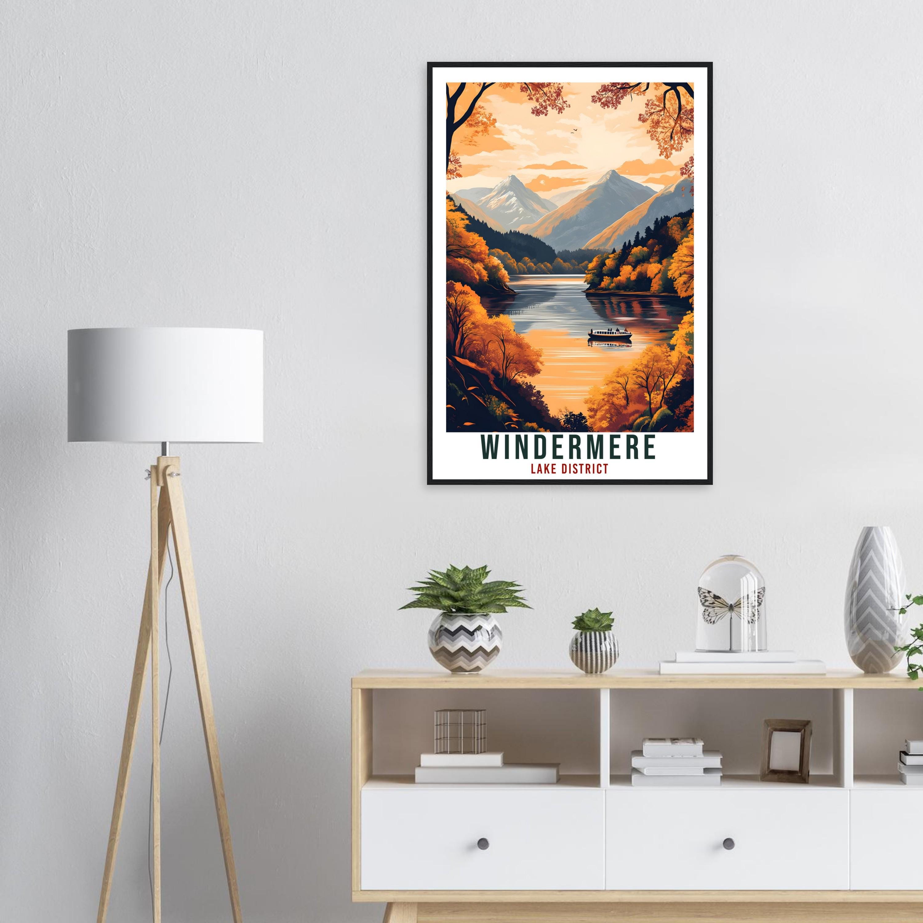 Windermere Travel Print Lake District Decor Windermere Wall Art Wall Hanging Art Lover Lake District Artwork Travel Poster Cumbria Travel