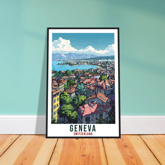 Geneva Travel Print Swiss Wall Art Wall Hanging Home Living Décor Geneva Gift Art Lovers Gift Switzerland Artwork Gift Swiss Travel Poster