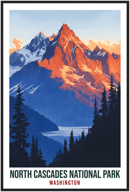 North Cascades National Park Washington USA Travel Print Wall Art Wall Hanging Décor North Cascades Gift Travel Art US Artwork Travel Poster