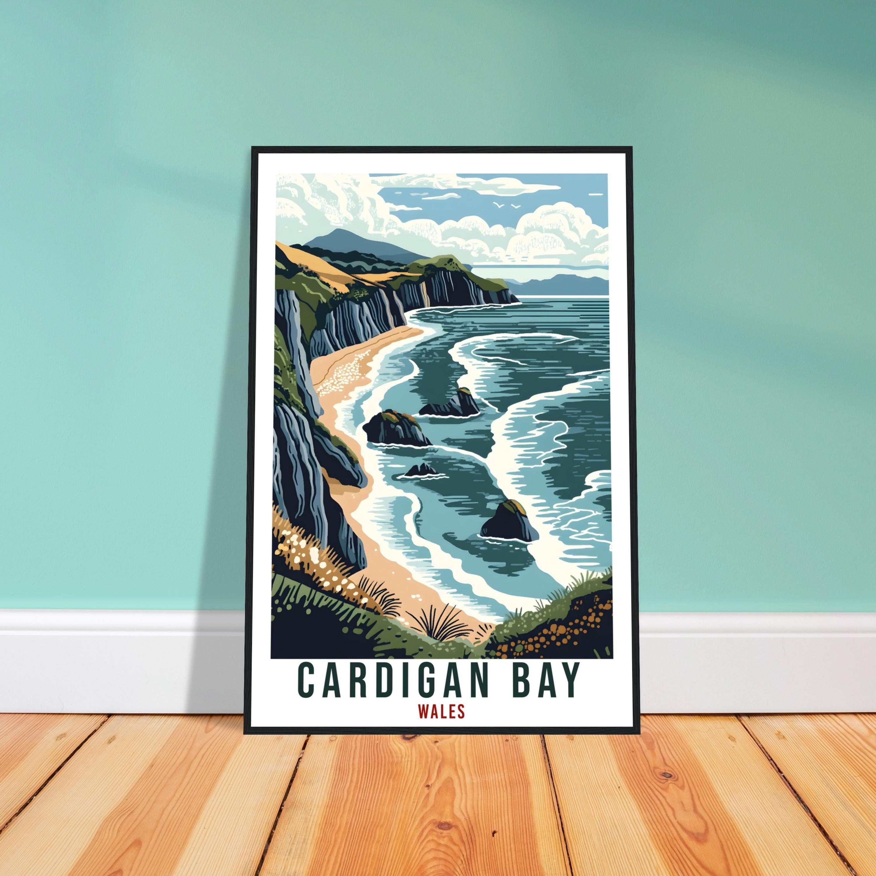 Cardigan Bay Travel Print Wales Home Decor Cardigan Bay Wall Art Wall Hanging Art Lover Wales Artwork Travel Poster Cardigan Bay Travel Art