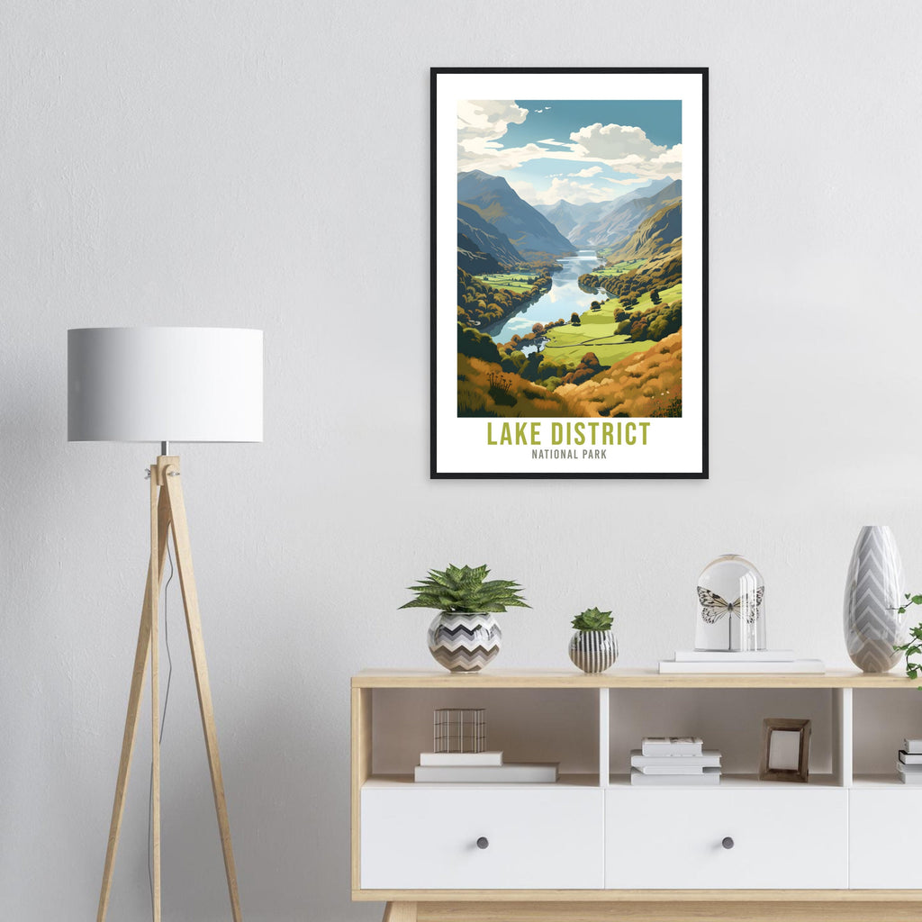 The Lake District Travel Print Lake District Home Decor Mountain Landscape England Nature Wall Hanging Lakes Artwork Gift Travel Poster