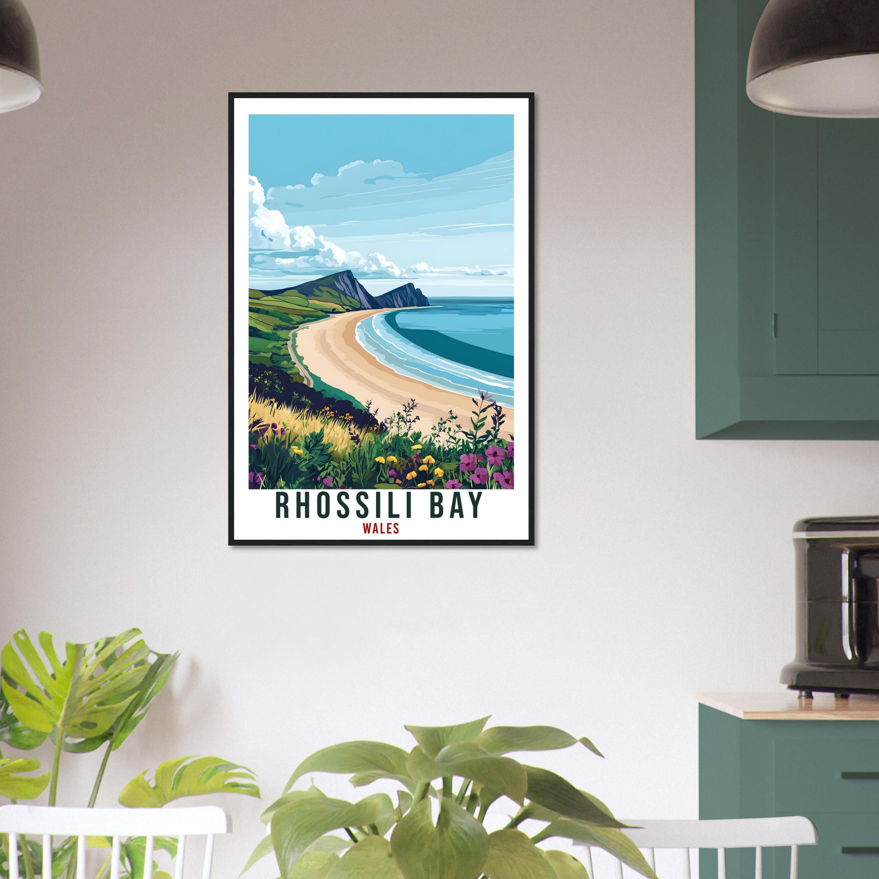 Rhossili Bay Travel Print Wales Home Decor Rhossili Bay Wall Art Wall Hanging Art Lover Wales Artwork Travel Poster Rhossili Bay Travel Art