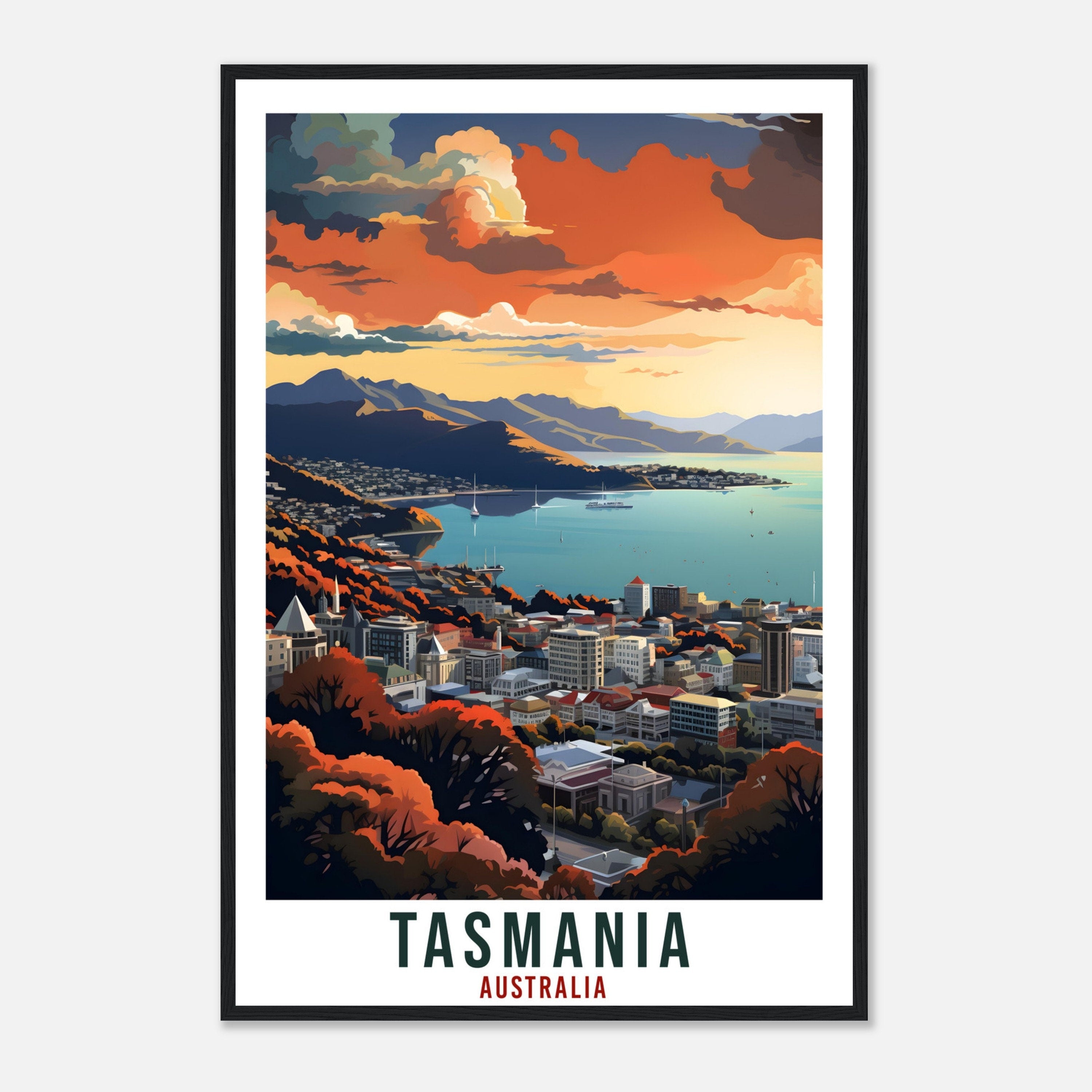 Tasmania Travel Poster Wall Art Tasmania Australia Home Décor Artwork Wall Hanging Tasmania Art Gifts Tasmania Travel Print Australian Gift