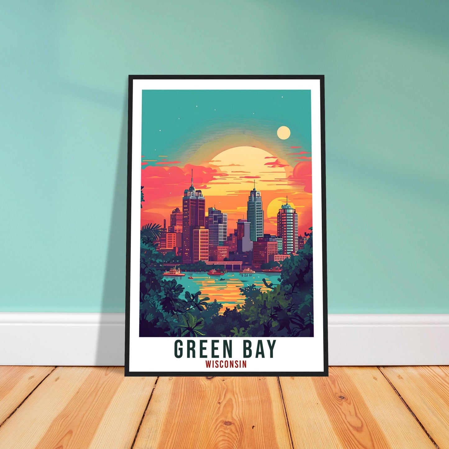 Green Bay Travel Print Wisconsin Home Decoration USA City Wall Art Gift Wall Hanging Art Lover Wisconsin Artwork Green Bay Travel Poster