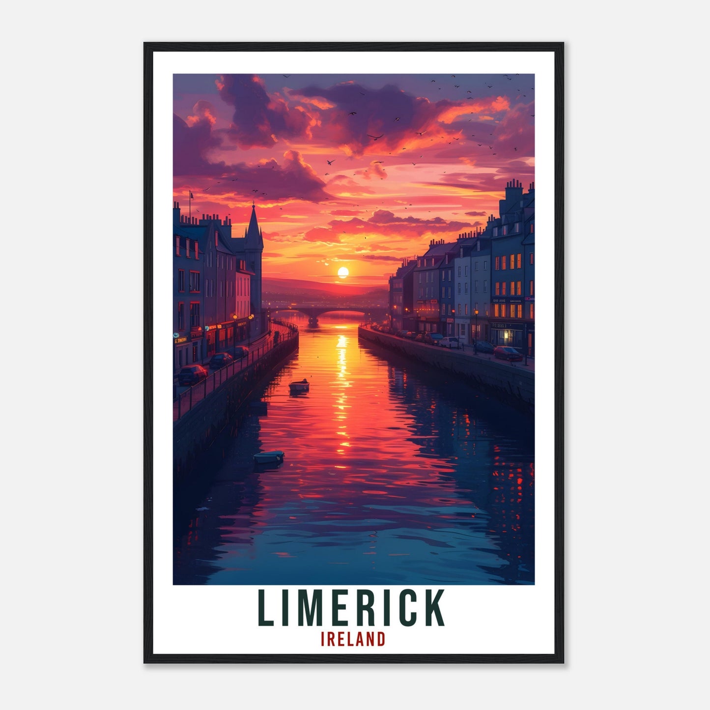 Limerick Travel Print Ireland Home Decoration Limerick  Wall Art Gift Wall Hanging Art Lover Irish Artwork Ireland Limerick  Travel Poster