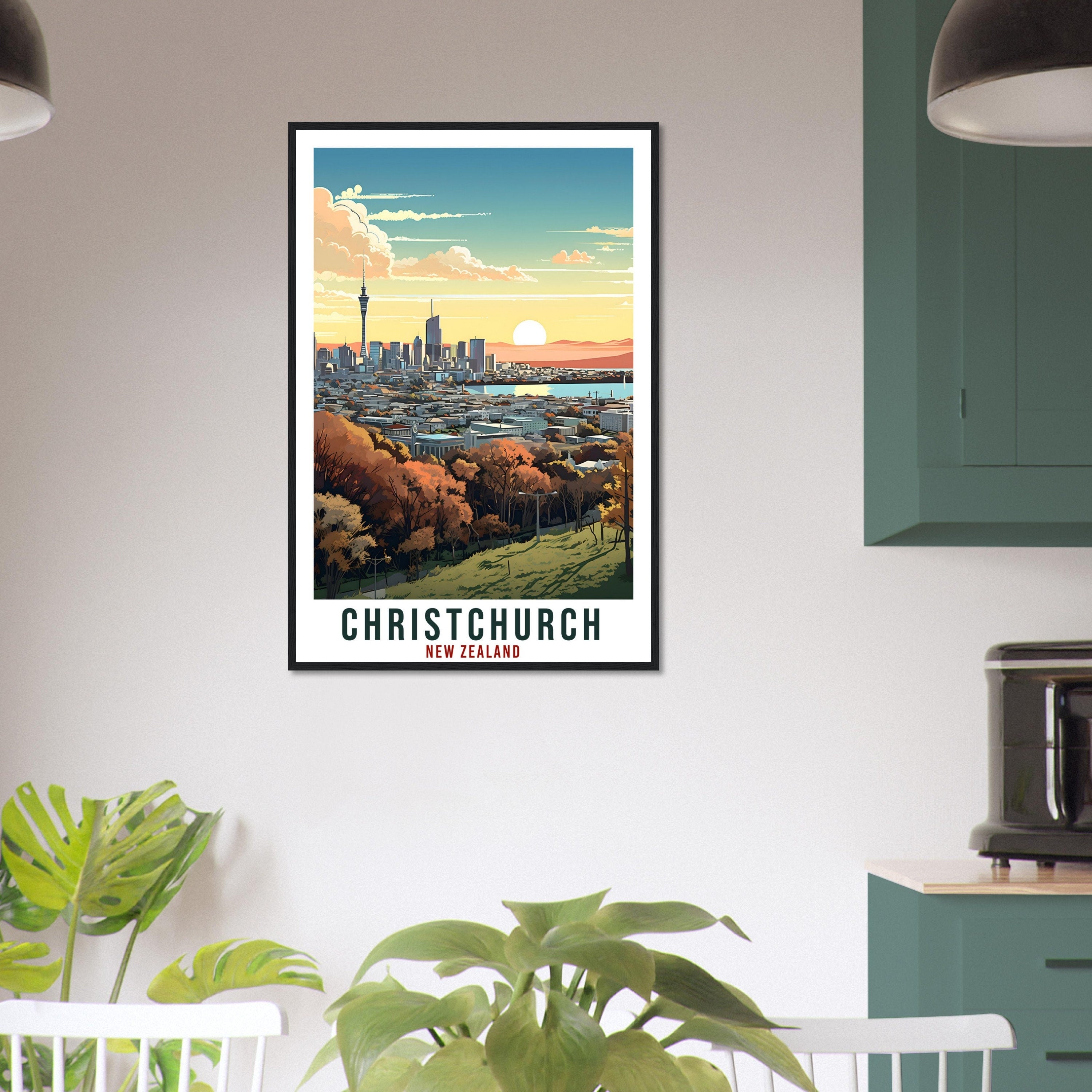 Christchurch Travel Print Wall Art Christchurch New Zealand City Landscape Artwork Christchurch Travel Poster New Zealand Art Lovers Gift