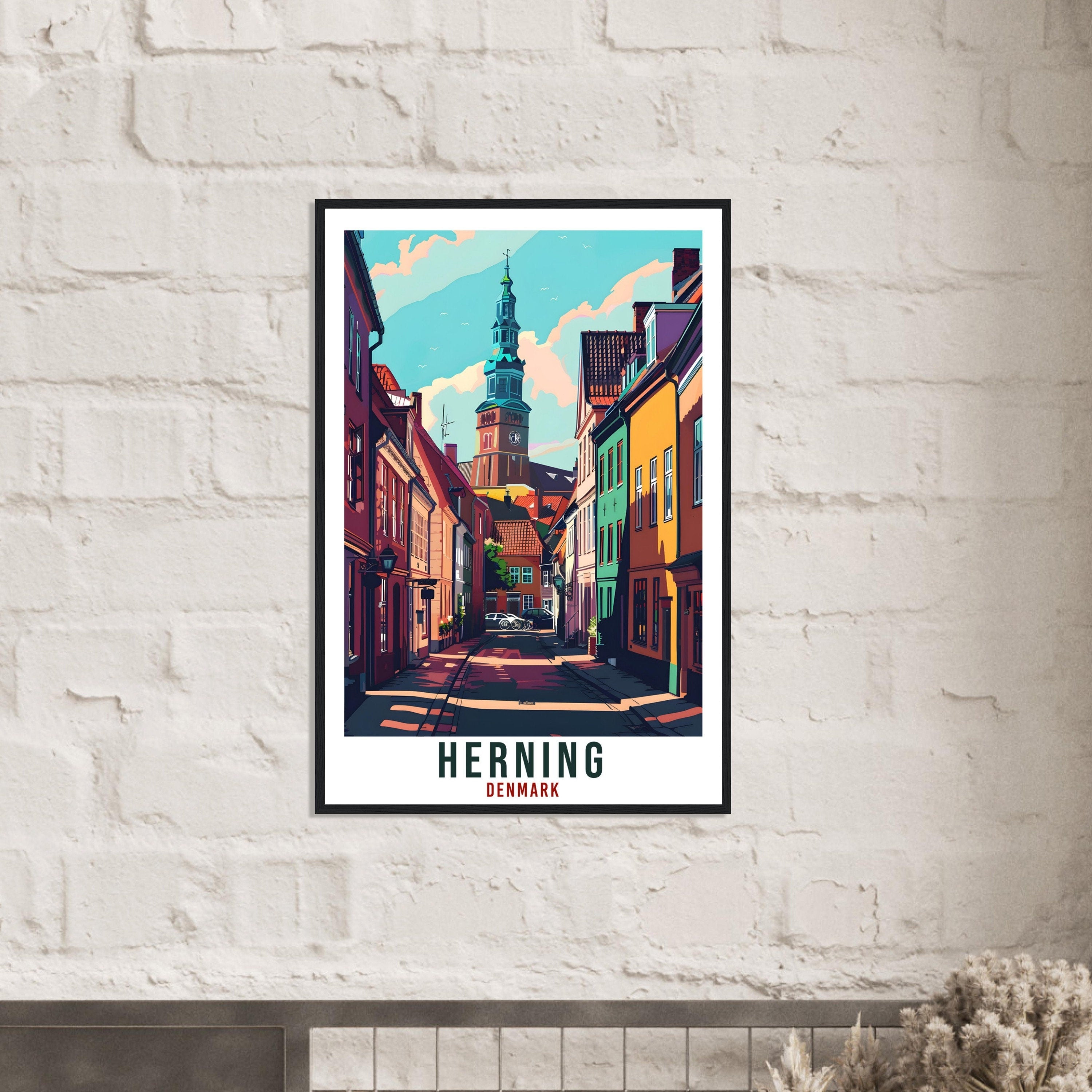 Herning Travel Print Denmark Wall Art Wall Hanging Home Living Décor Herning Gift Art Lovers Gift Denmark Artwork Gift Danish Travel Poster