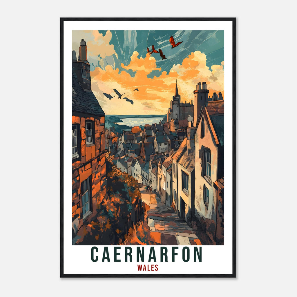 Caernarfon Travel Print Wales Home Decor Caernarfon Wall Art Wall Hanging Art Lover Wales Artwork Travel Poster Caernarfon Travel Art Gift