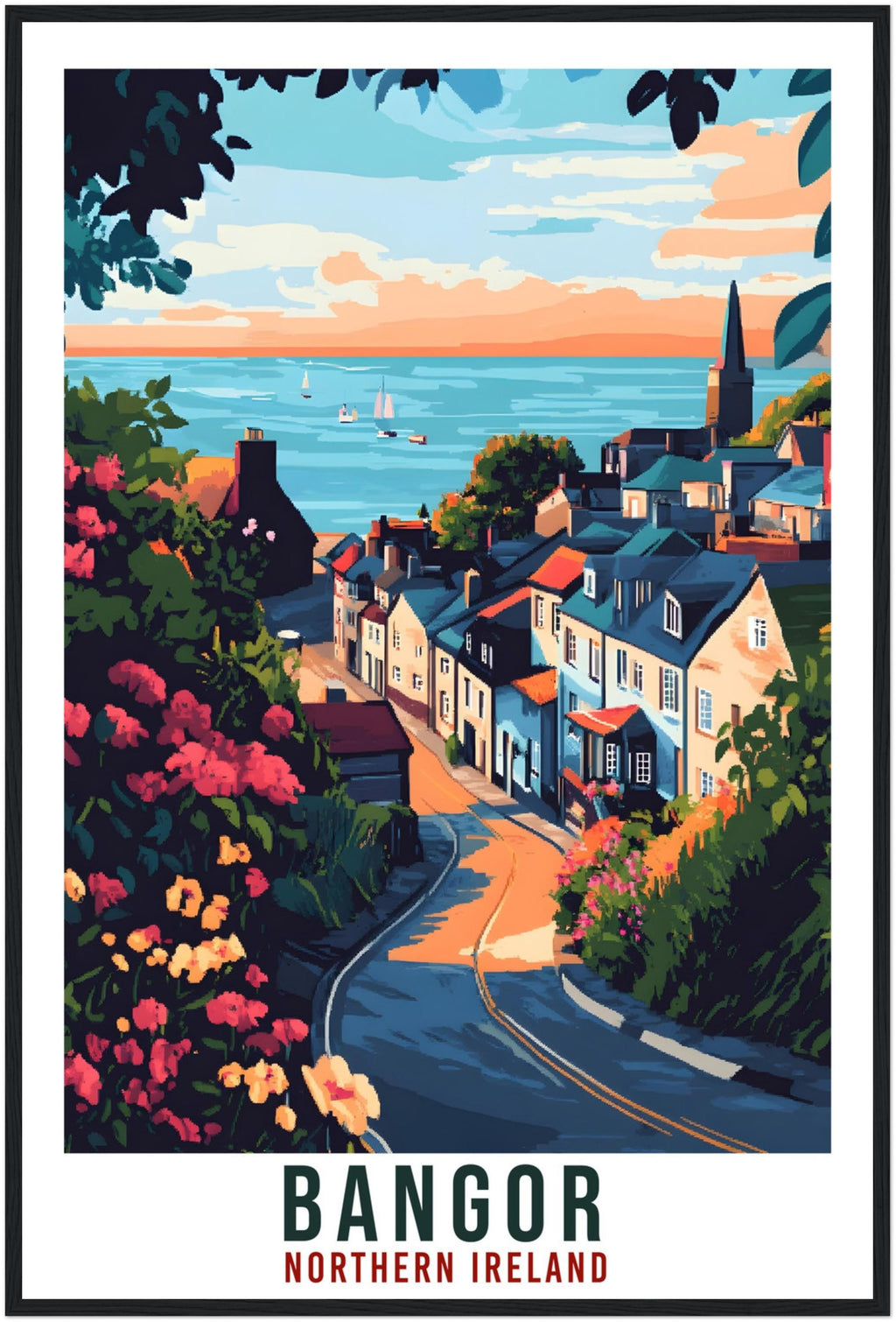 Bangor Travel Print Northern Ireland Home Decor Bangor Wall Art Wall Hanging Art Lover Irish Artwork Travel Poster Bangor NI Travel Art