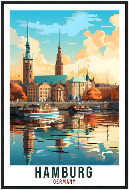 Hamburg Travel Print Germany Home Decoration Hamburg German City Wall Art Gift Wall Hanging Art Lover Germany Artwork Hamburg Travel Poster