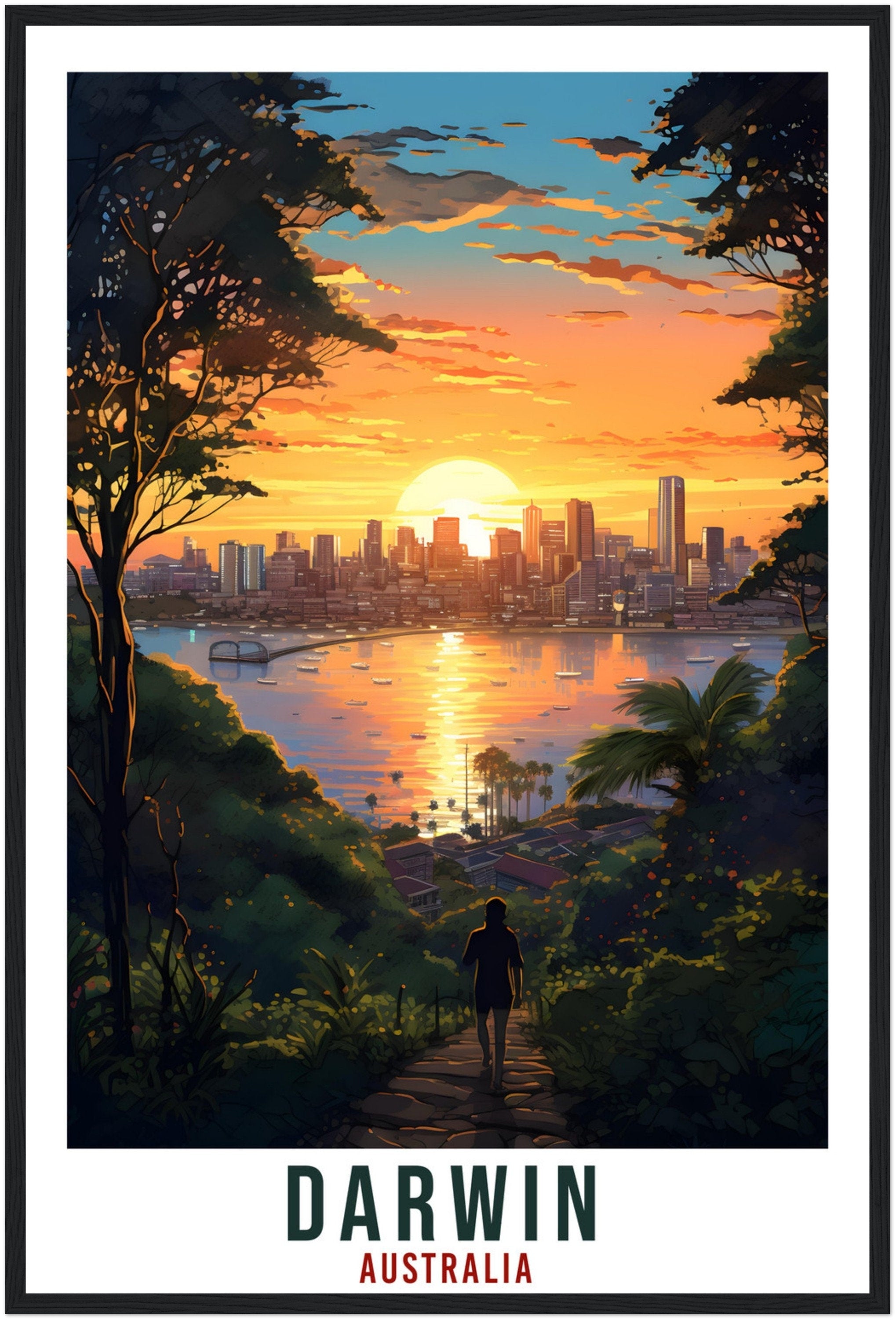 Darwin Travel Print Wall Art Darwin Australia Artwork Wall Hanging Darwin Home Decor Art Gift Darwin Travel Poster Australian Art Lover Gift