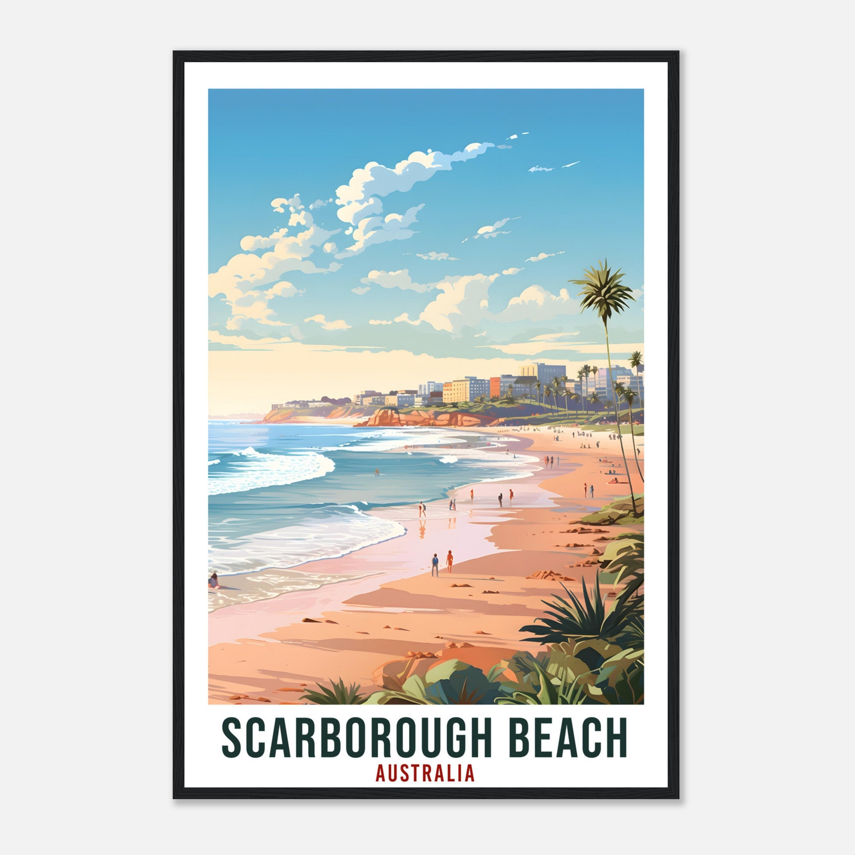 Scarborough Beach Travel Poster Wall Art Scarborough Australia Home Décor Artwork Art Gifts Travel Print Australian Beach Art Lovers Gift