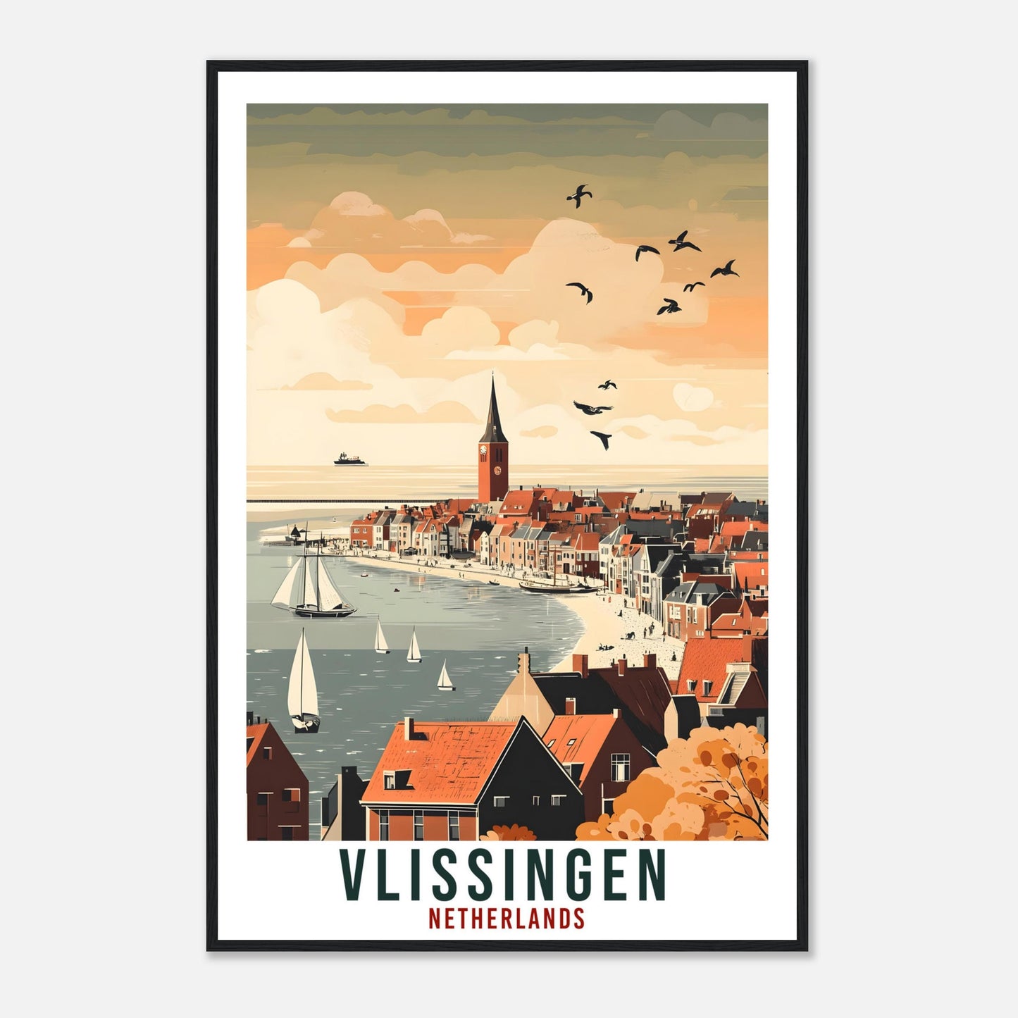 Vlissingen Travel Print Netherlands Decor Vlissingen Wall Art Gift Wall Hanging Vlissingen Dutch Artwork Travel Poster Holland Travel Art