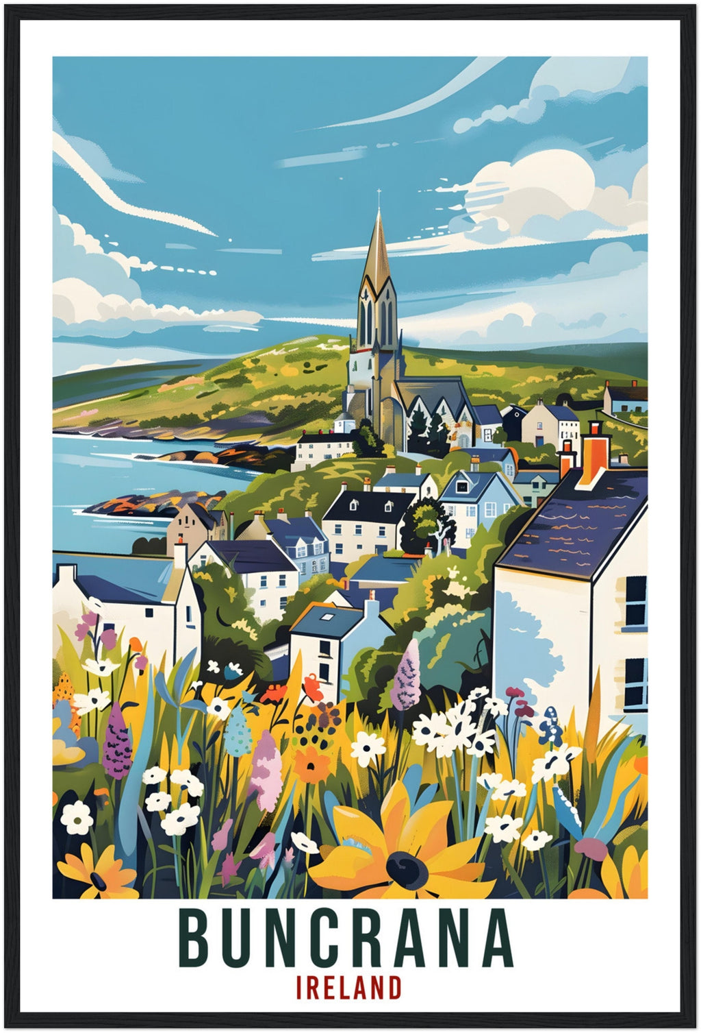 Buncrana Travel Print Ireland Wall Art Wall Hanging Home Living Décor Buncrana Gift Art Lovers Gift Irish Artwork Gift Ireland Travel Poster