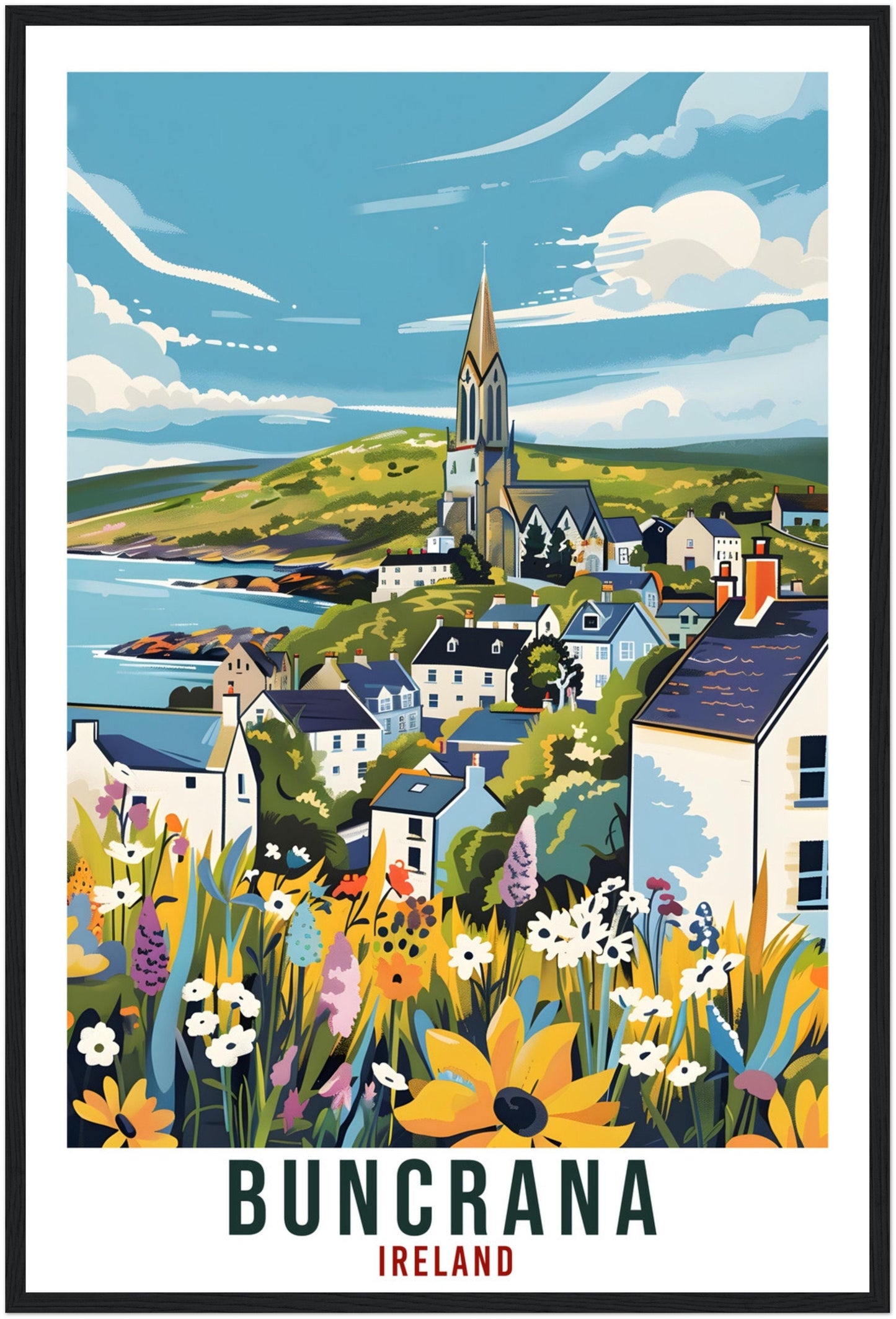 Buncrana Travel Print Ireland Wall Art Wall Hanging Home Living Décor Buncrana Gift Art Lovers Gift Irish Artwork Gift Ireland Travel Poster