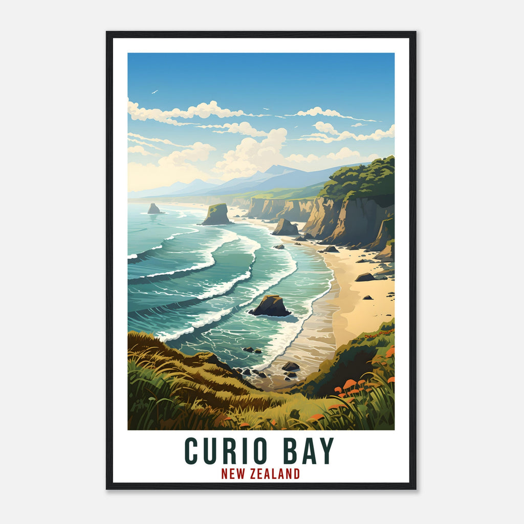 Curio Bay Travel Print Wall Art Curio Bay New Zealand Wall Hanging Artwork NZ Art Gifts Curio Bay Travel Poster New Zealand Art Lovers Gift