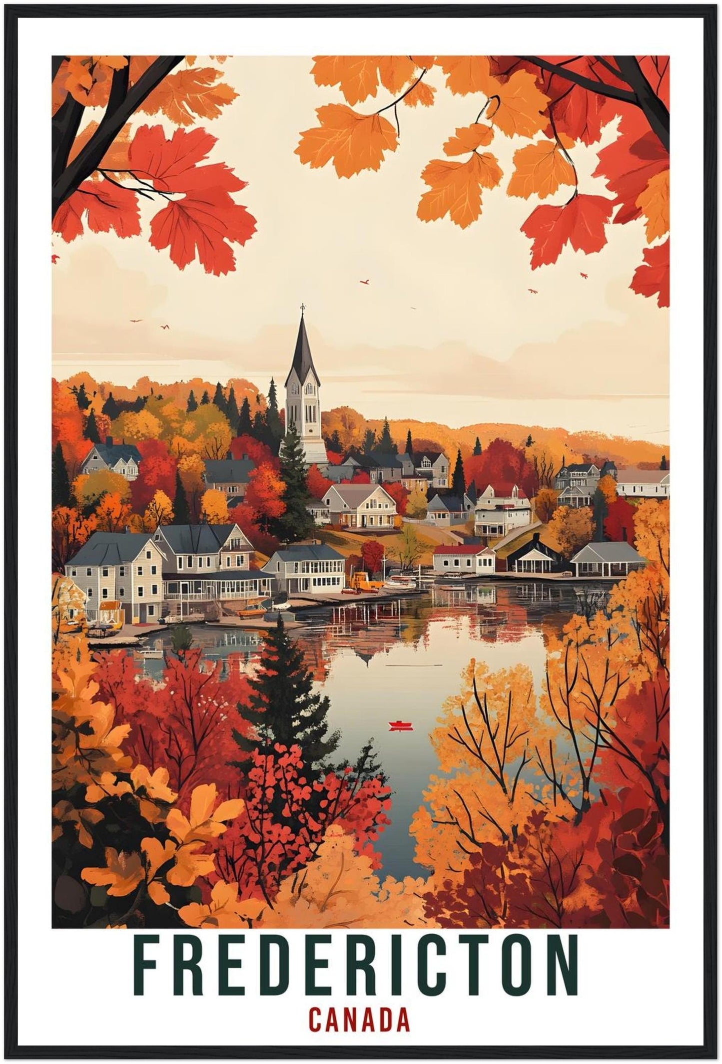 Fredericton Travel Print Canada Home Decor New Brunswick Wall Art Gift Wall Hanging Art Lover Fredericton Canadian Artwork Travel Poster