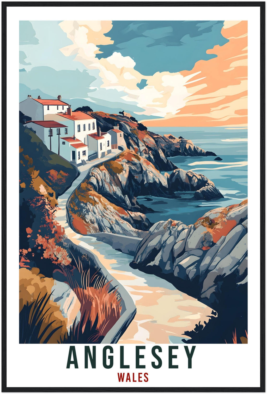 Anglesey Travel Print Wales Home Decor Anglesey Wall Art Wall Hanging Art Lover Wales Artwork Travel Poster Anglesey Travel Art Gift