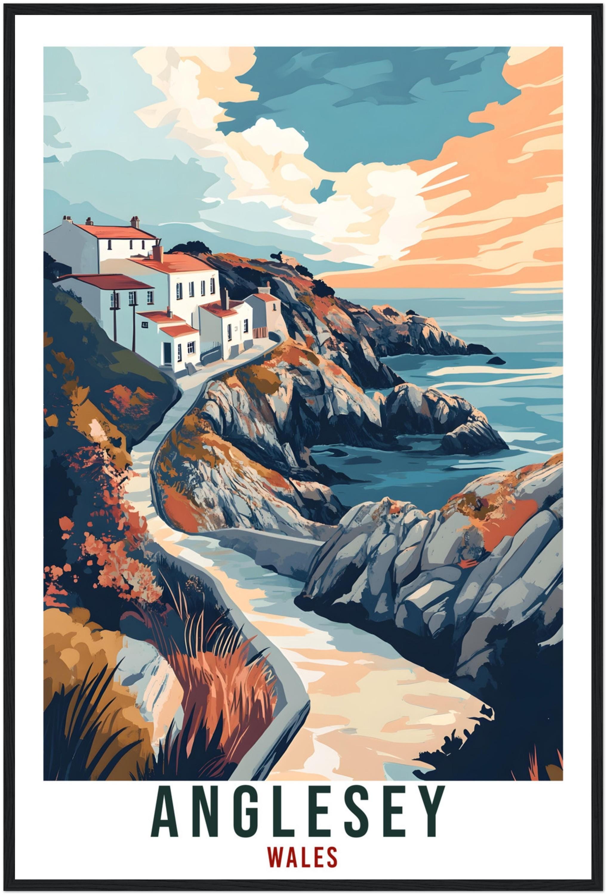 Anglesey Travel Print Wales Home Decor Anglesey Wall Art Wall Hanging Art Lover Wales Artwork Travel Poster Anglesey Travel Art Gift