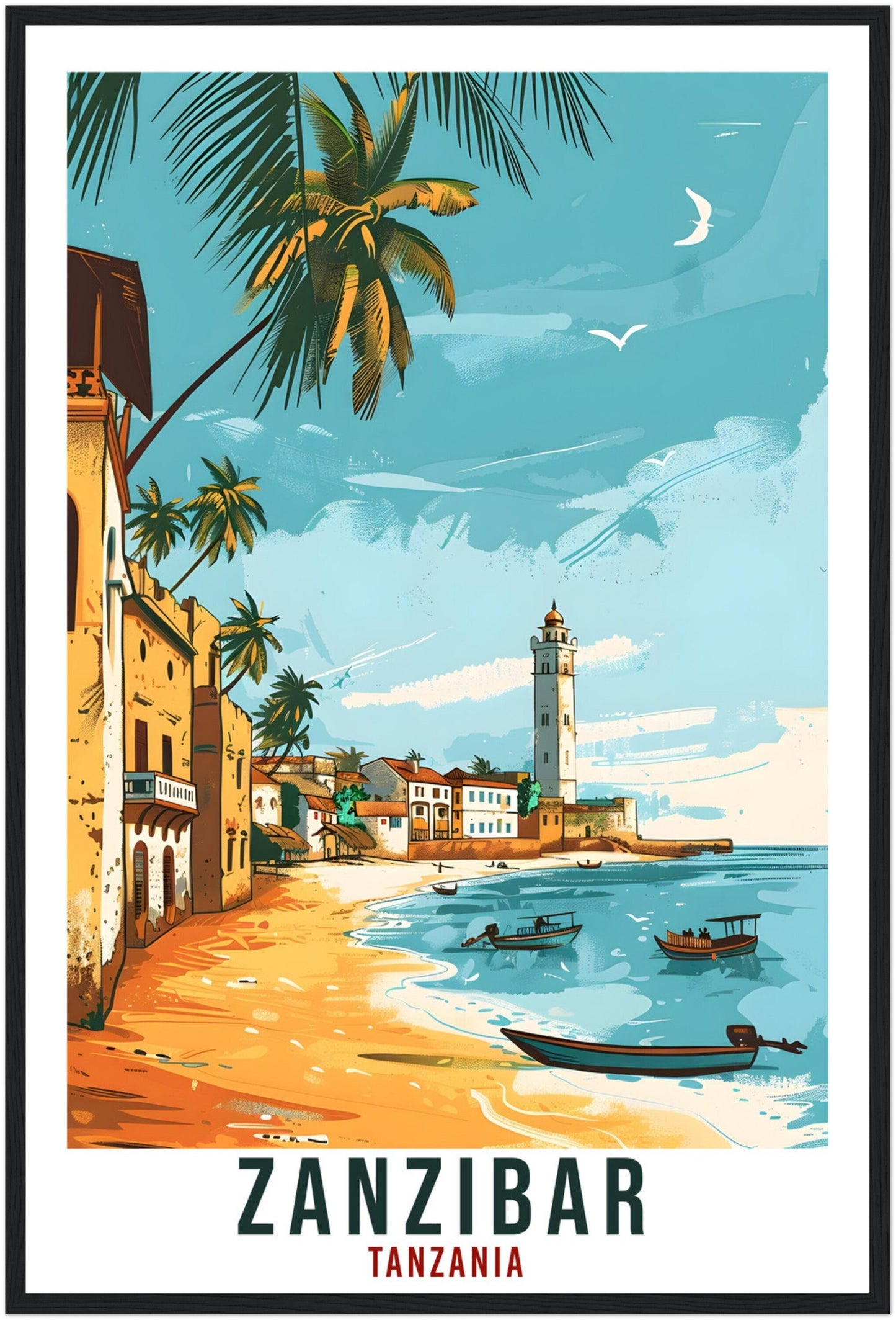 Zanzibar Tanzania Travel Print Wall Art Wall Hanging Home Décor Zanzibar Gift Art Lovers Tanzania Artwork Gift Print African Landmark Poster
