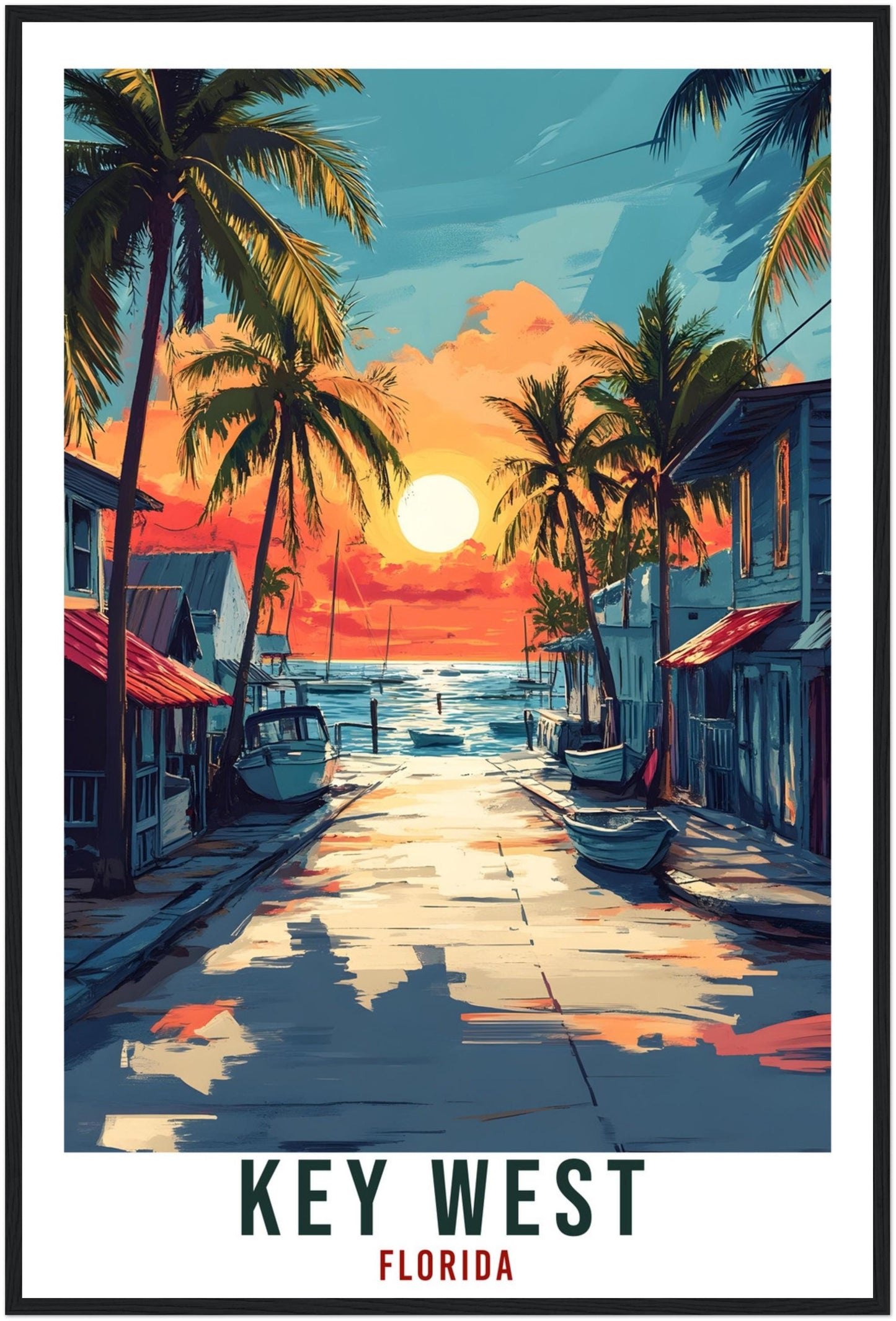 Key West Travel Print Florida United States Home Decor Wall Art Gift Wall Hanging Art Lover Florida Keys American Artwork Travel Poster USA