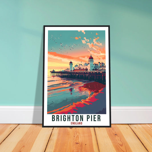 Brighton Pier Travel Print Wall Art Wall Hanging Home Living Décor Brighton Gift Art Lovers Gift UK Artwork Gift Print England Travel Poster