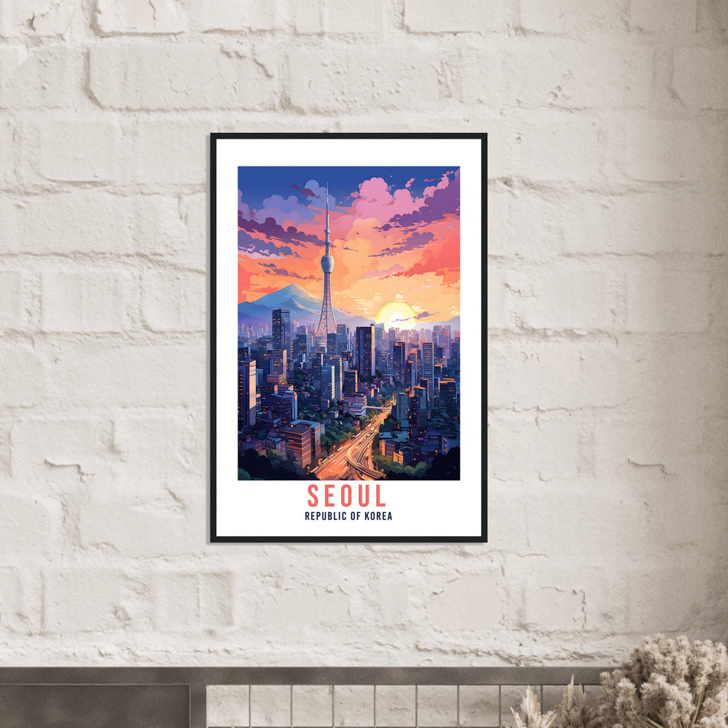 Seoul Travel Poster Artwork Republic Of Korea Wall Art Seoul Wall Hanging South Korea Gift Holiday Print Vacation Print Seoul Travel Gift