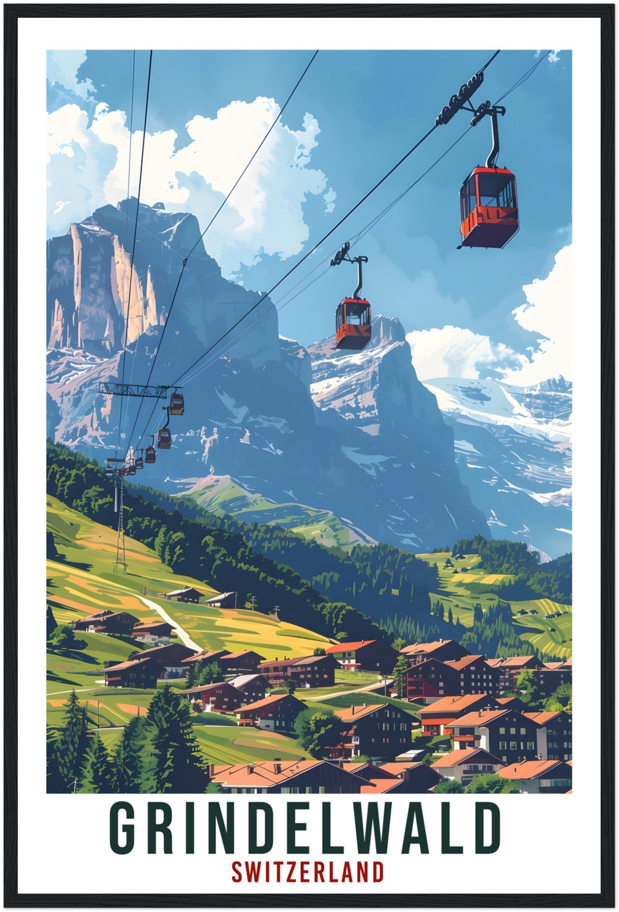 Grindelwald Travel Print Swiss Wall Art Wall Hanging Home Décor Grindelwald Gift Art Lover Gift Switzerland Artwork Gift Swiss Travel Poster