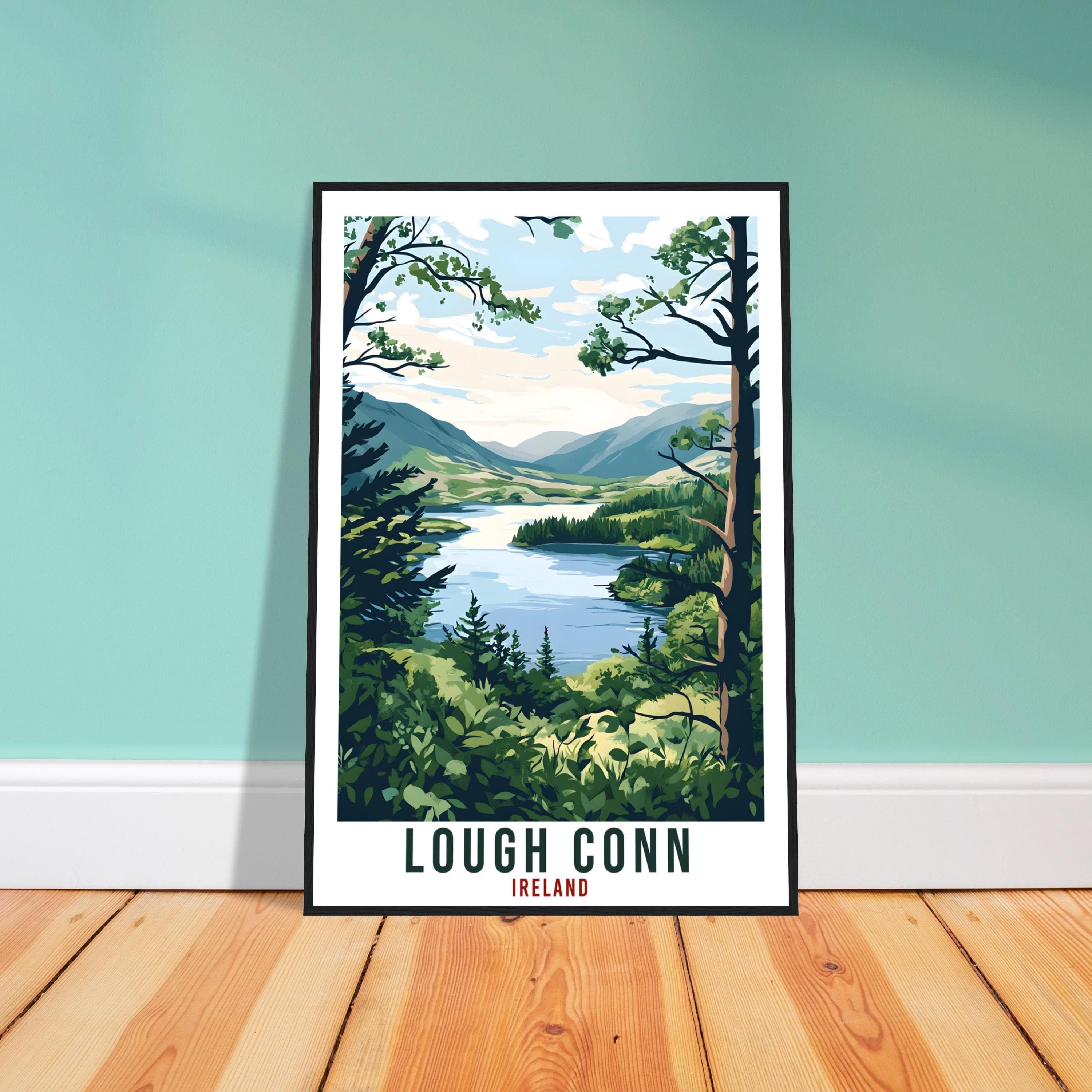 Lough Conn Travel Print Ireland Home Decor Lough Conn Wall Art Wall Hanging Art Lover Irish Artwork Travel Poster Mayo Ireland Travel Art