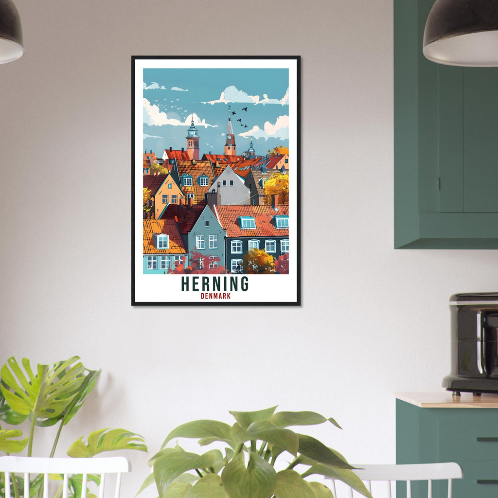 Herning Travel Print Denmark Wall Art Wall Hanging Home Living Décor Herning Gift Art Lovers Gift Denmark Artwork Gift Danish Travel Poster