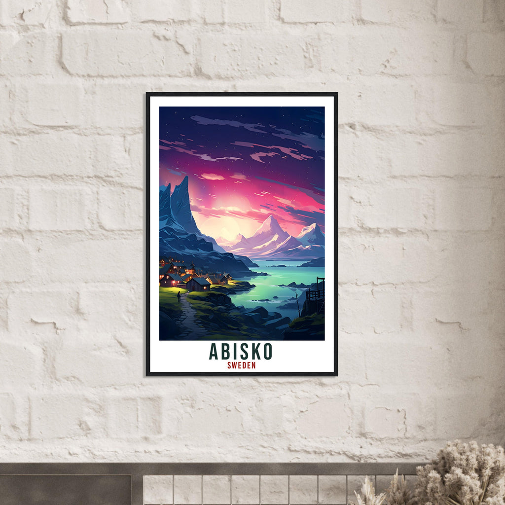 Abisko Travel Print Sweden Northern Lights Wall Art Wall Hanging Travel Art Gift Abisko Travel Poster Sweden Landscape Artwork Art Lover
