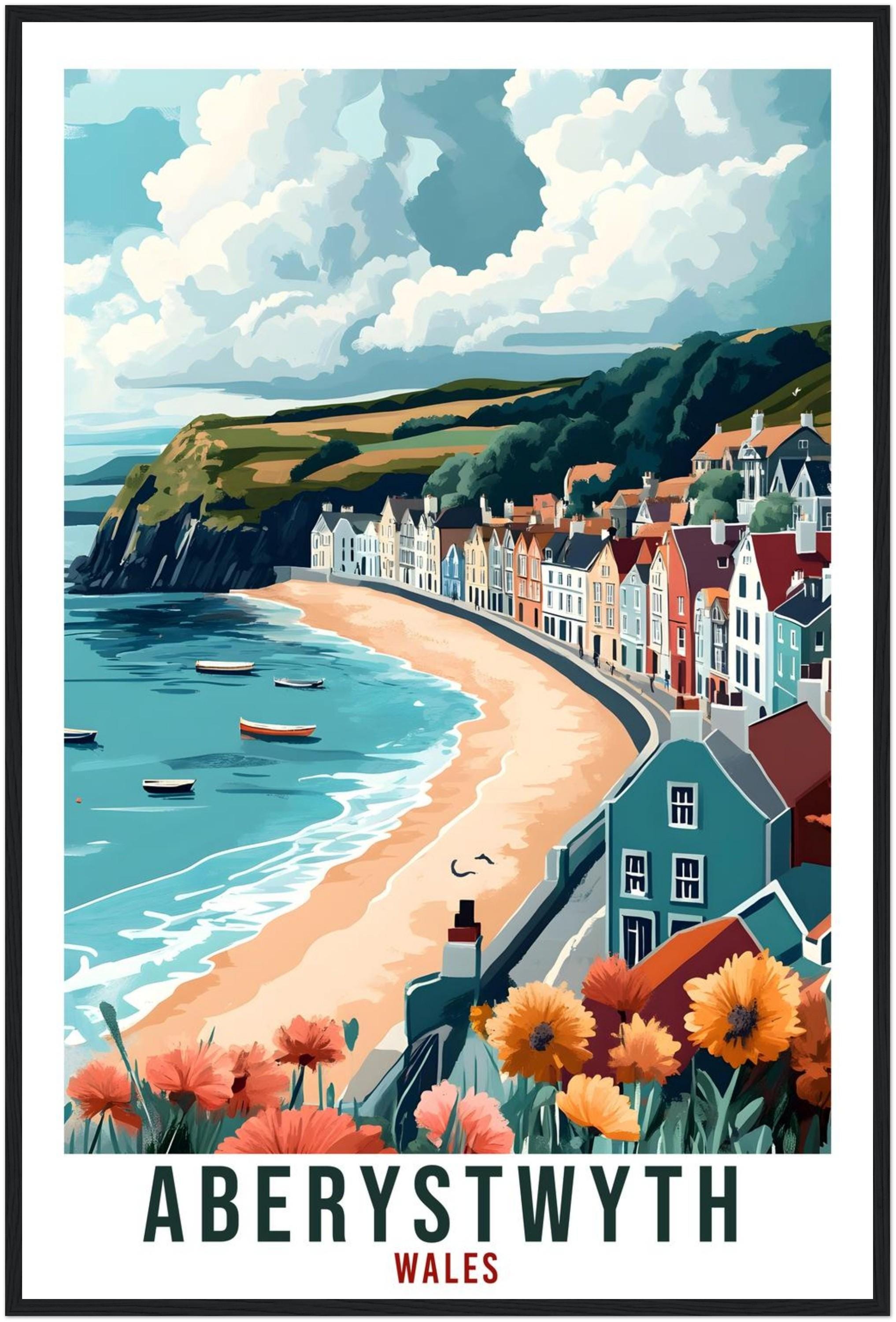 Aberystwyth Travel Print Wales Decor Aberystwyth Wall Art Gift Wall Hanging Art Lover Aberystwyth Wales Artwork Travel Poster UK Travel Art