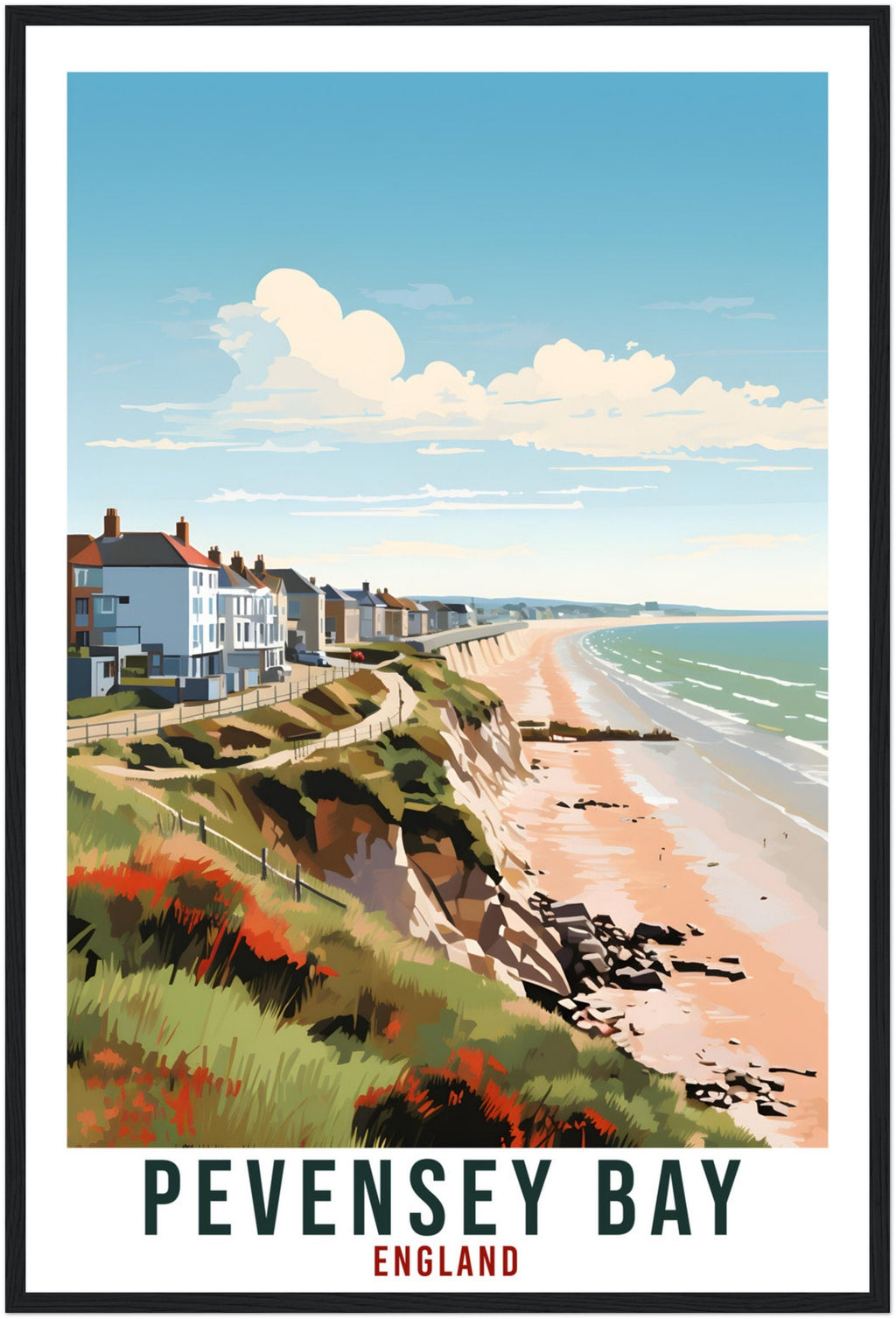 Pevensey Bay Travel Print Wall Art Wall Hanging Home Living Décor Pevensey Bay Gift Art Lovers UK Artwork Gift Print England Travel Poster